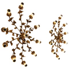 Pair of Antique Grand Florentine Italian flush mounts