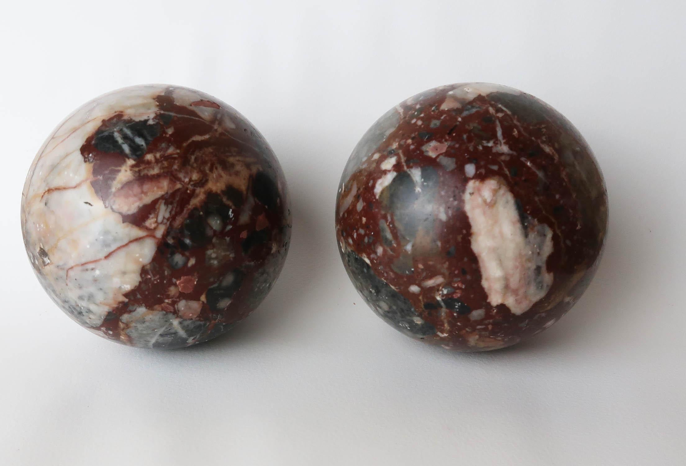 Pair of Antique Grand Tour Breccia Marble Orbs. Italy C.1850 In Good Condition In St Annes, Lancashire