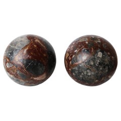 Pair of Antique Grand Tour Breccia Marble Orbs. Italy C.1850