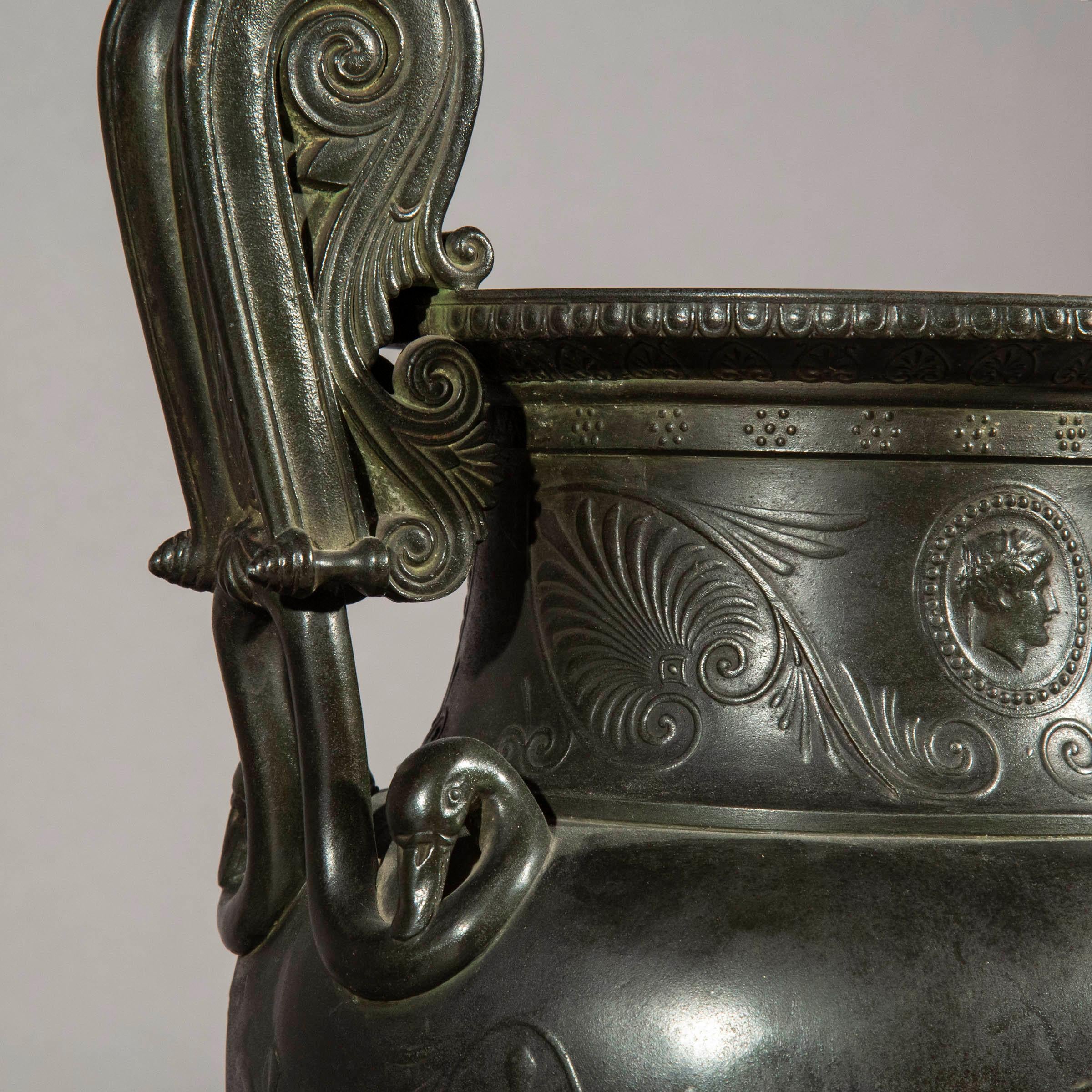 Pair of Antique Grand Tour Bronze Volute Krater Vases, 19th Century 10