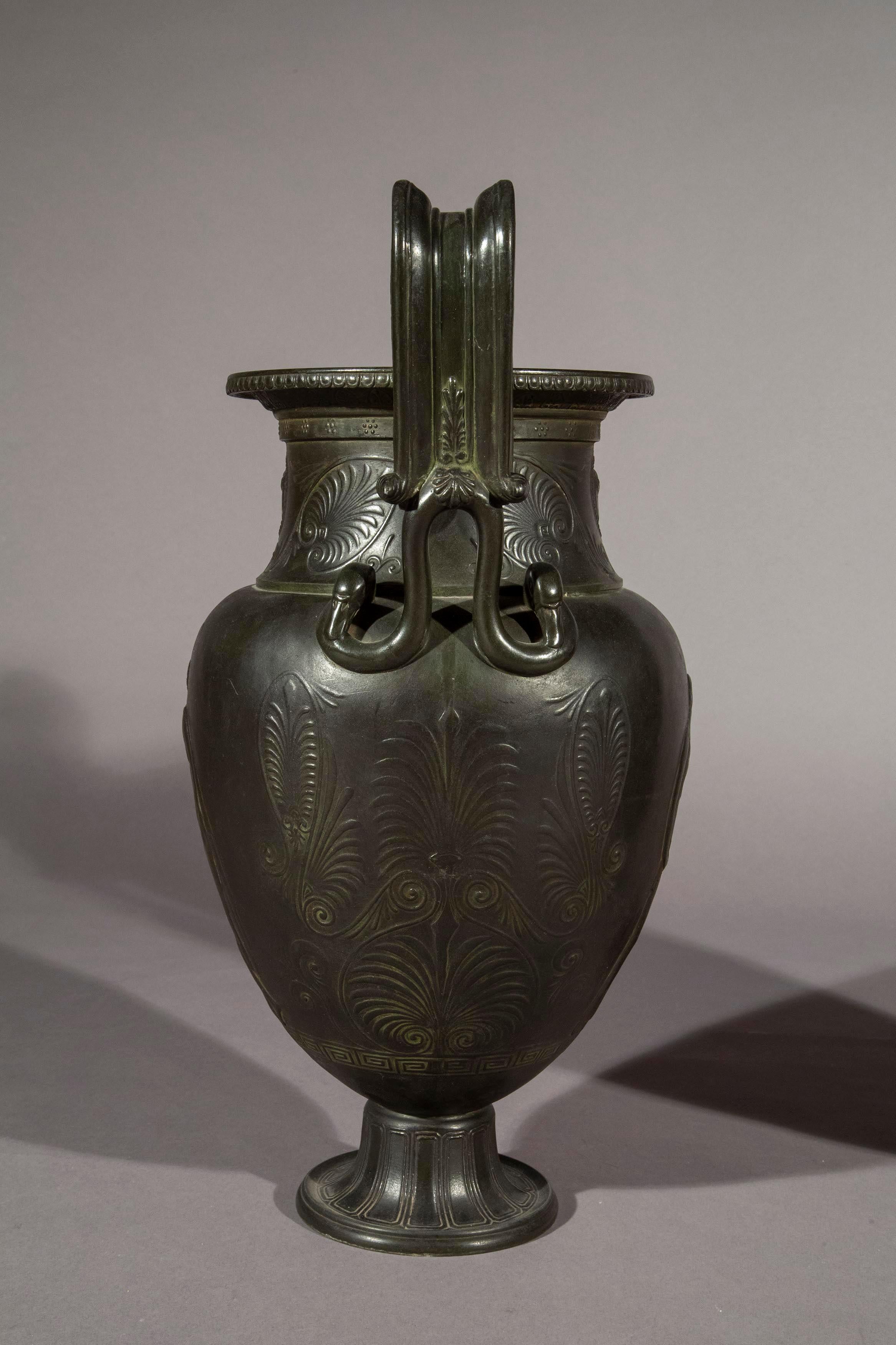 Pair of Antique Grand Tour Bronze Volute Krater Vases, 19th Century 11