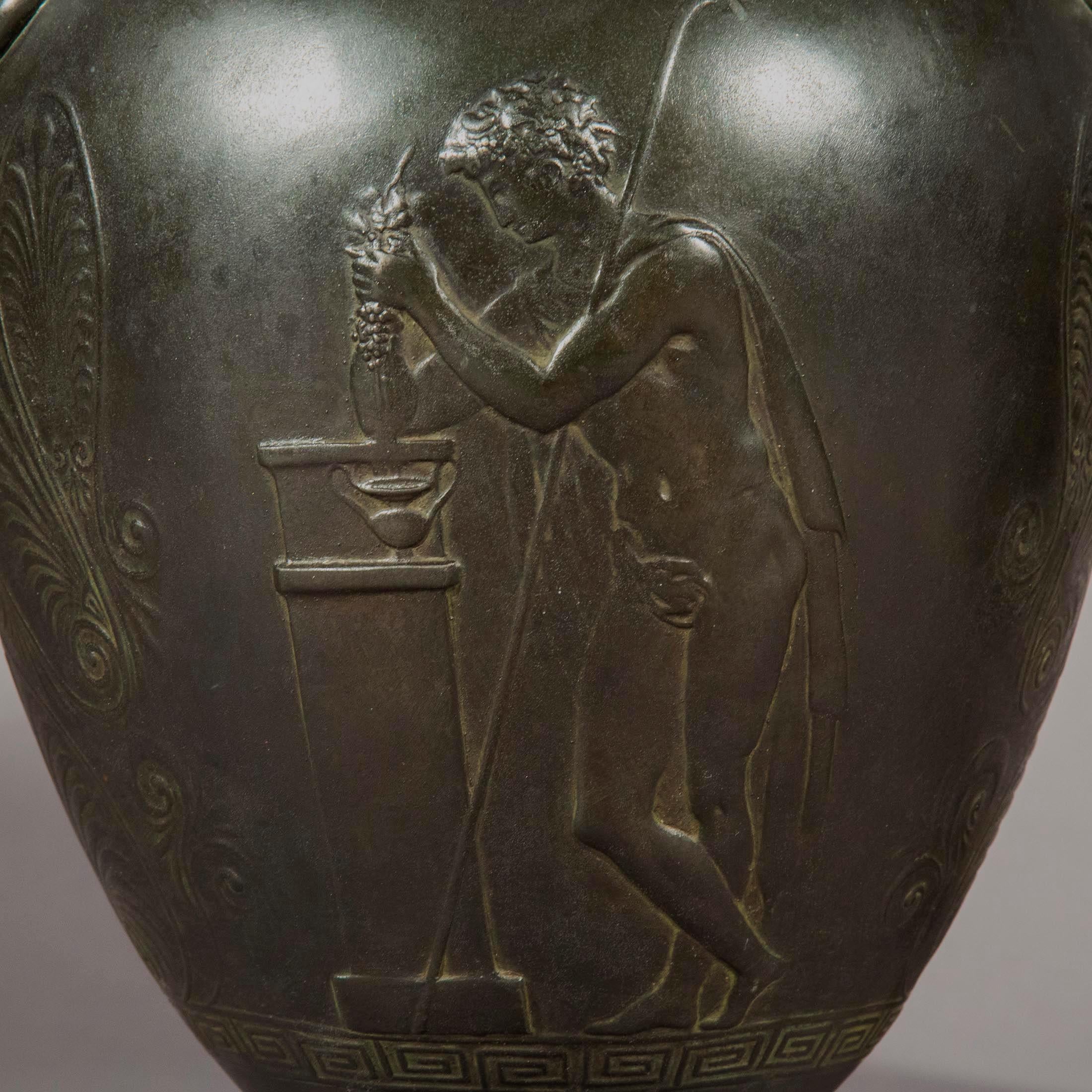Pair of Antique Grand Tour Bronze Volute Krater Vases, 19th Century 6