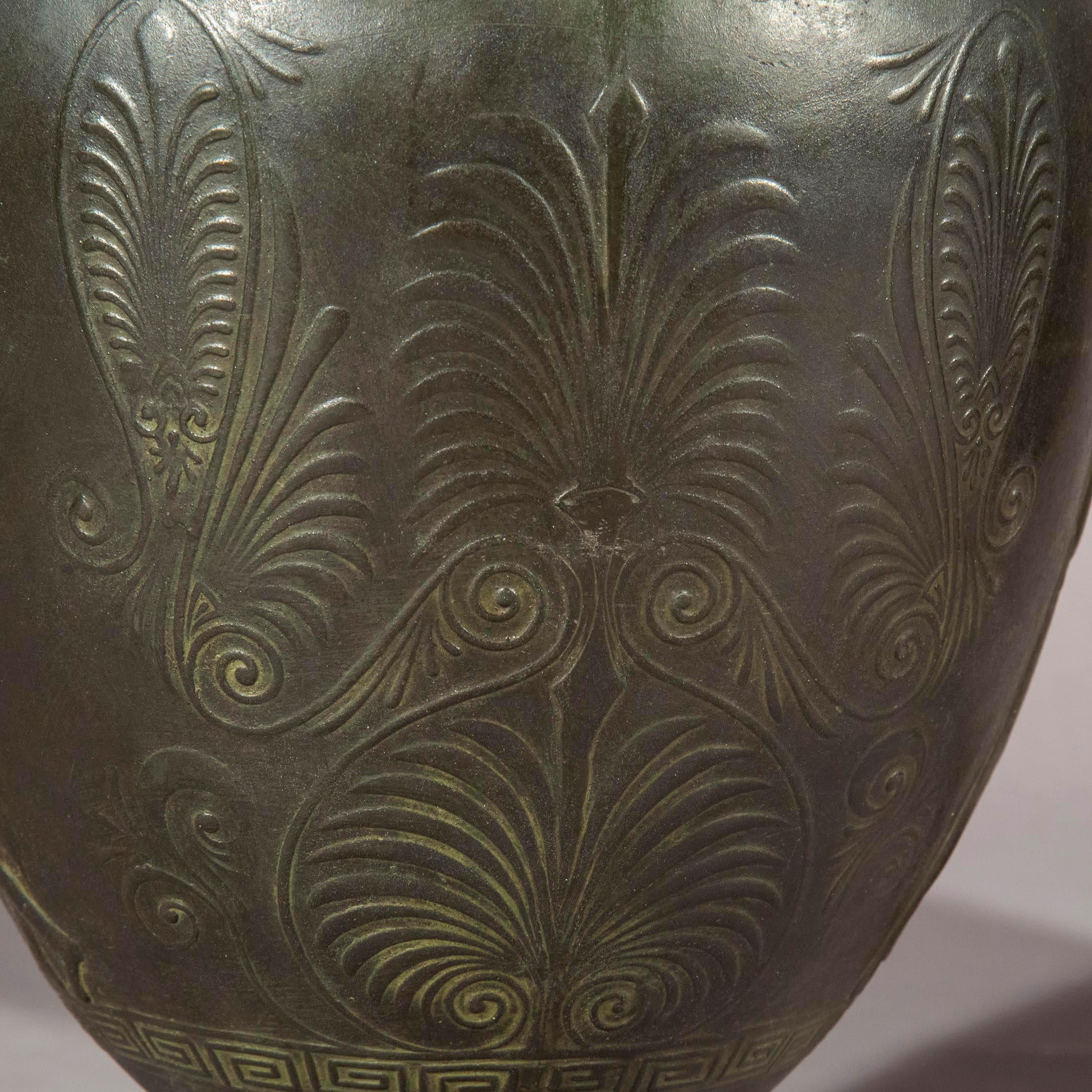 Pair of Antique Grand Tour Bronze Volute Krater Vases, 19th Century 9