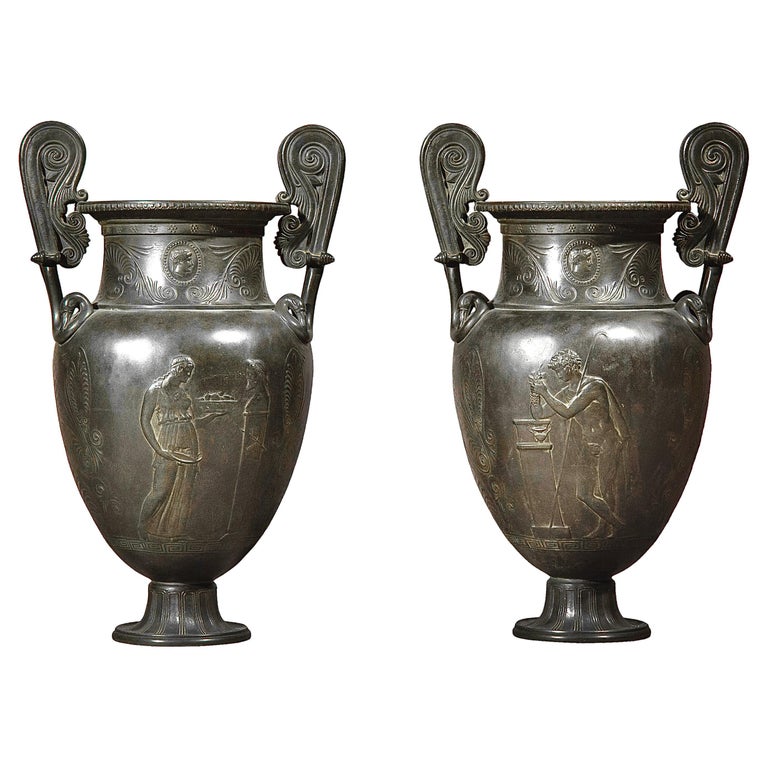 Pair of Antique Grand Tour Volute Krater 19th Century For Sale at 1stDibs