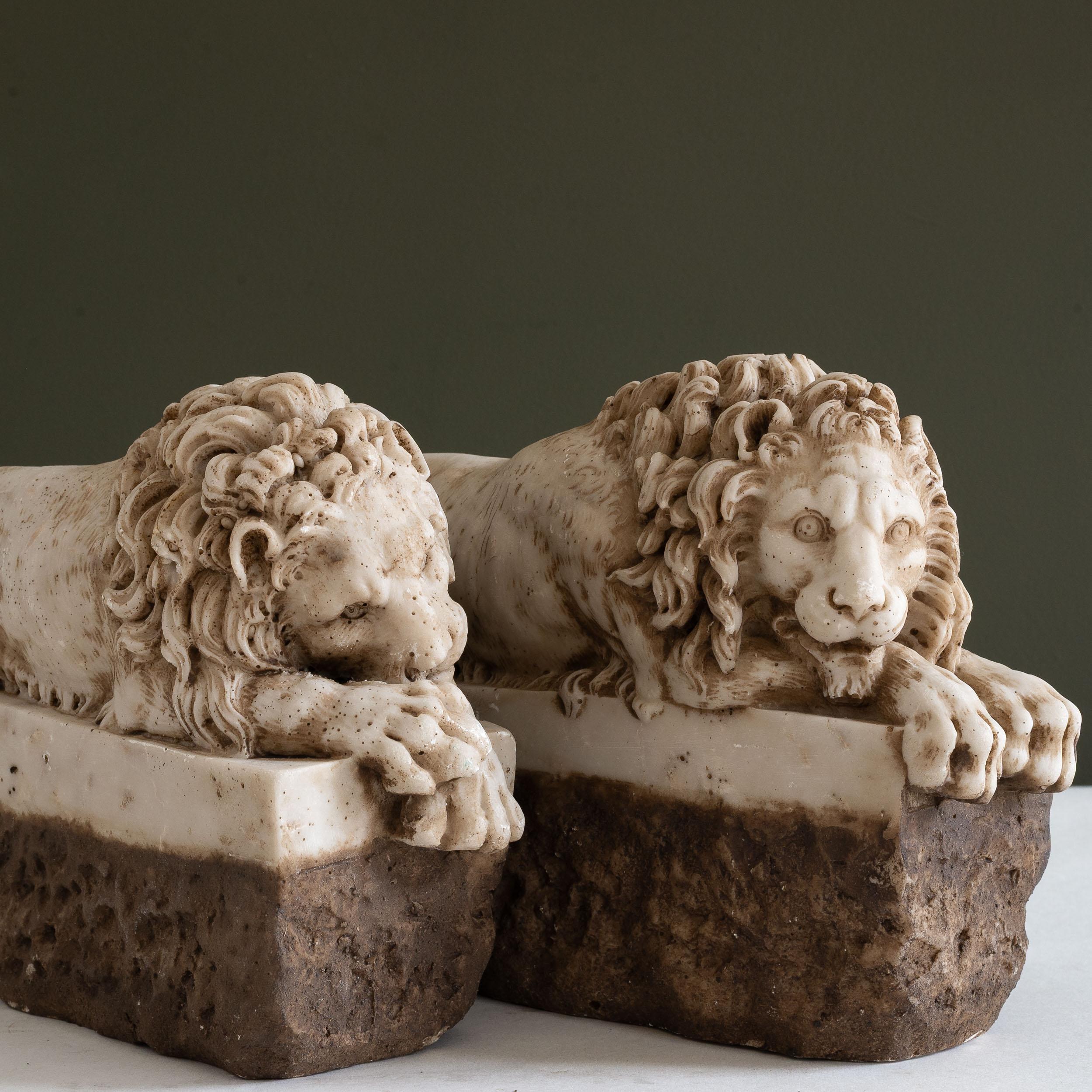 Paire de Lions anciens Grand Tour Canova en vente 3