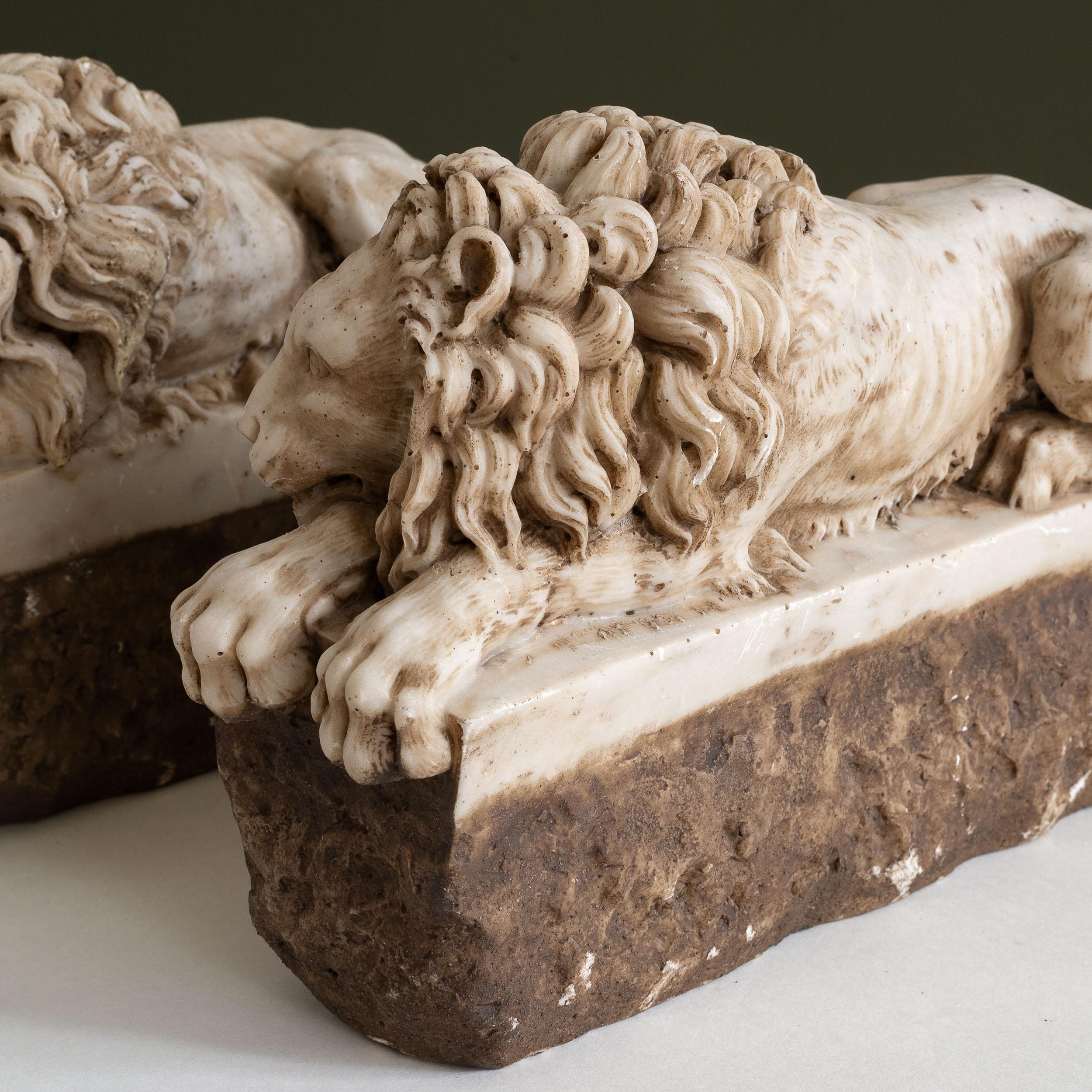 Paire de Lions anciens Grand Tour Canova en vente 7