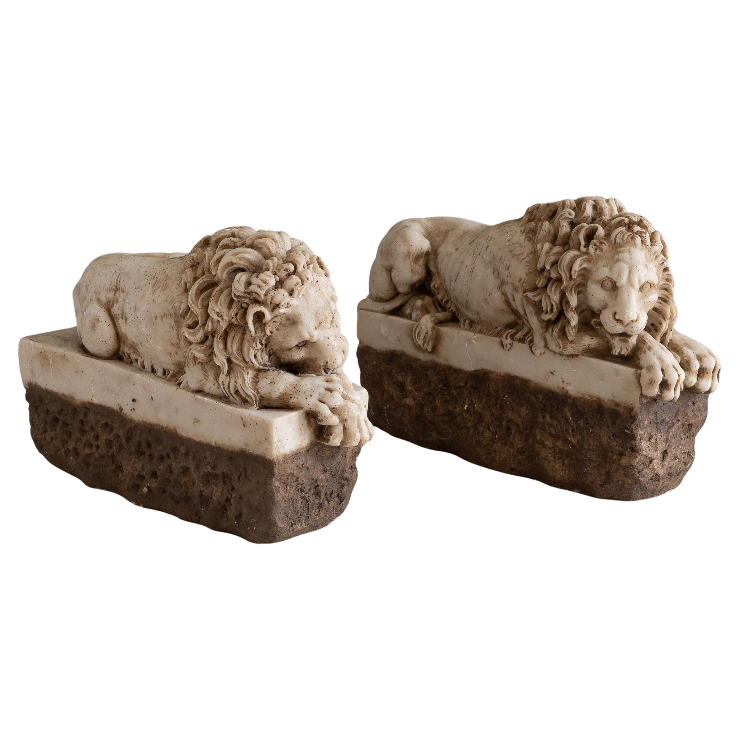 Paire de Lions anciens Grand Tour Canova en vente