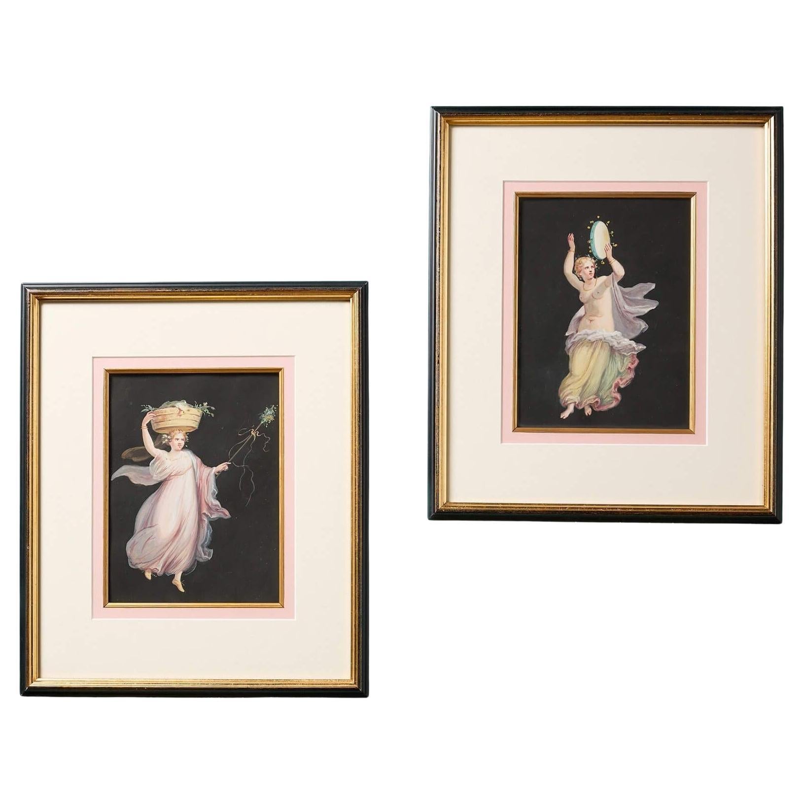 Pair of Antique Grand Tour Style Framed Paintings After Michelangelo
