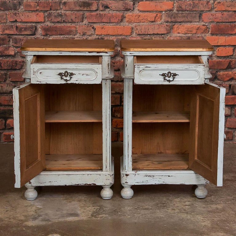 Pair of Antique Gray Painted Danish Nightstands For Sale at 1stdibs