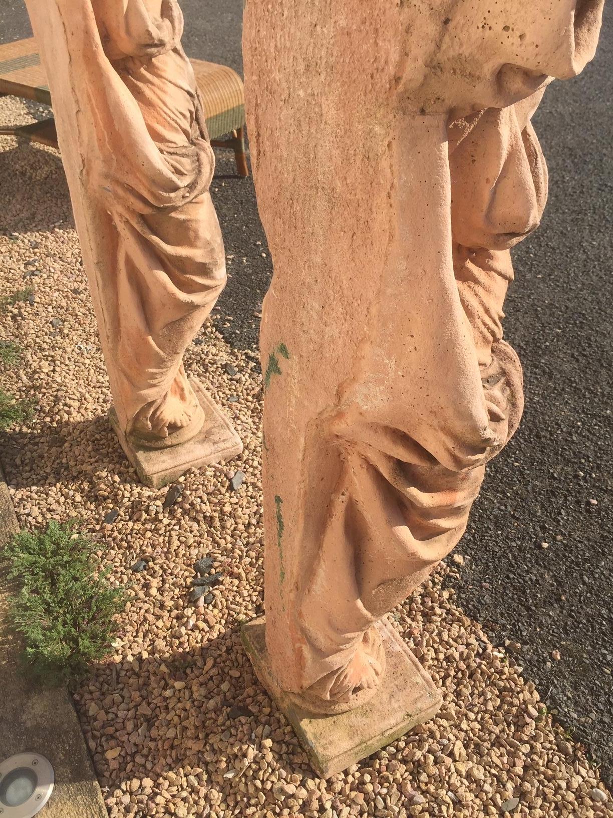 Pair of Antique Greek Cariatide Stone Statues, 1950s 7