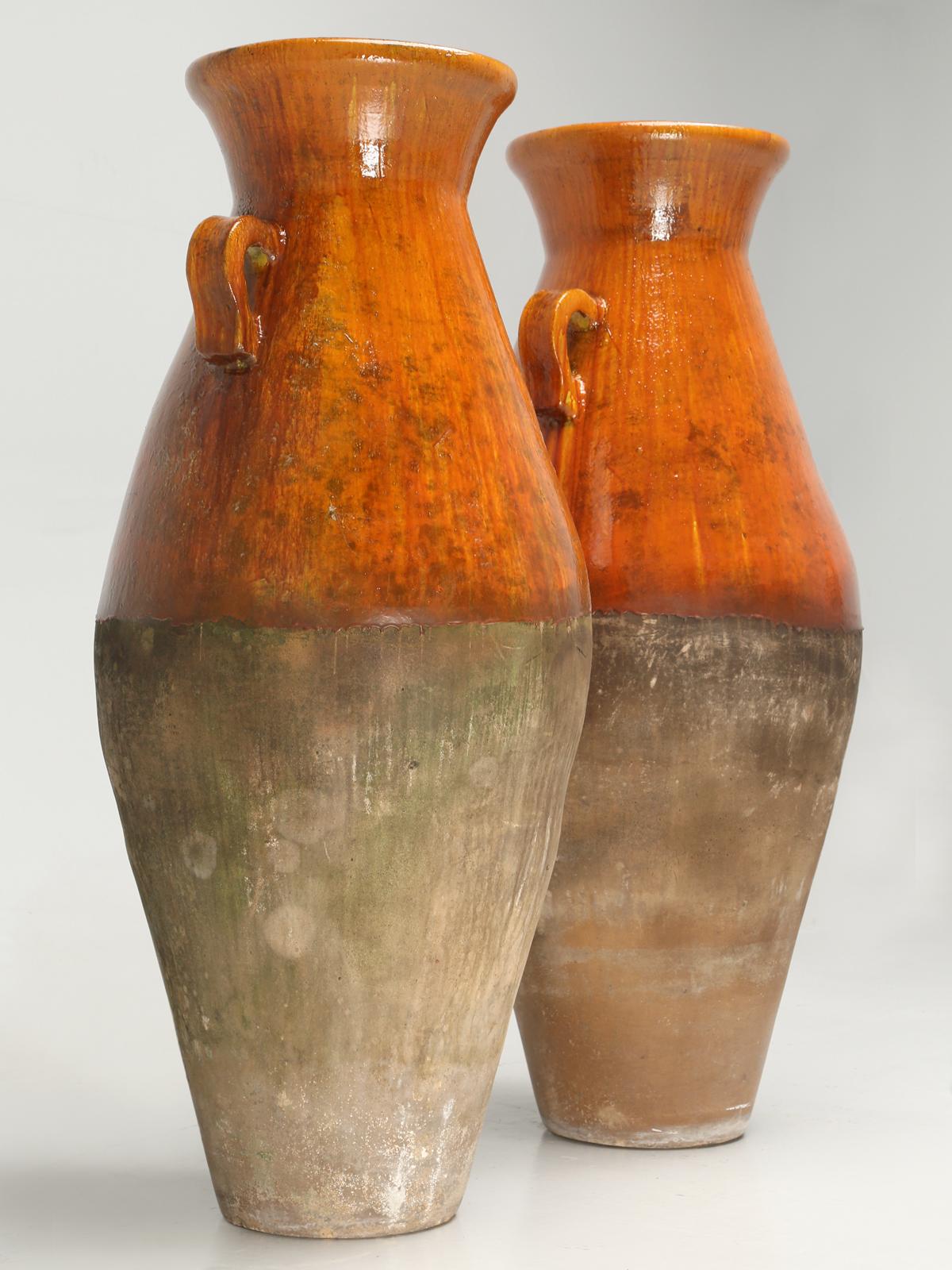 Country Pair of Antique Greek Olive Oil or Wine Amphora's