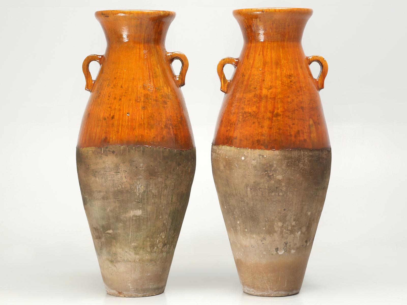 Hand-Crafted Pair of Antique Greek Olive Oil or Wine Amphora's