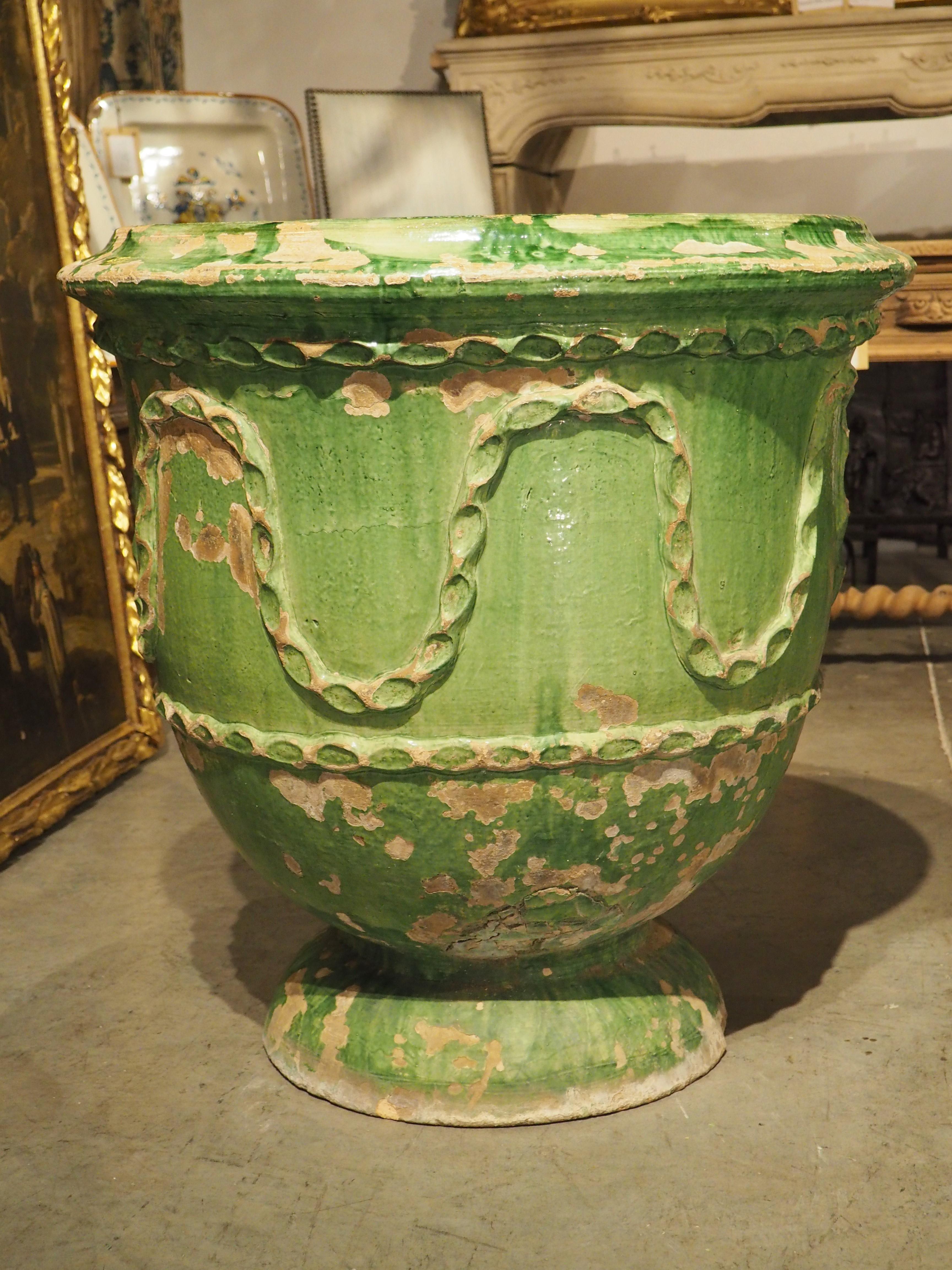 Pair of Antique Green Glazed Terra Cotta Pots from Salon-de-Provence, France 2