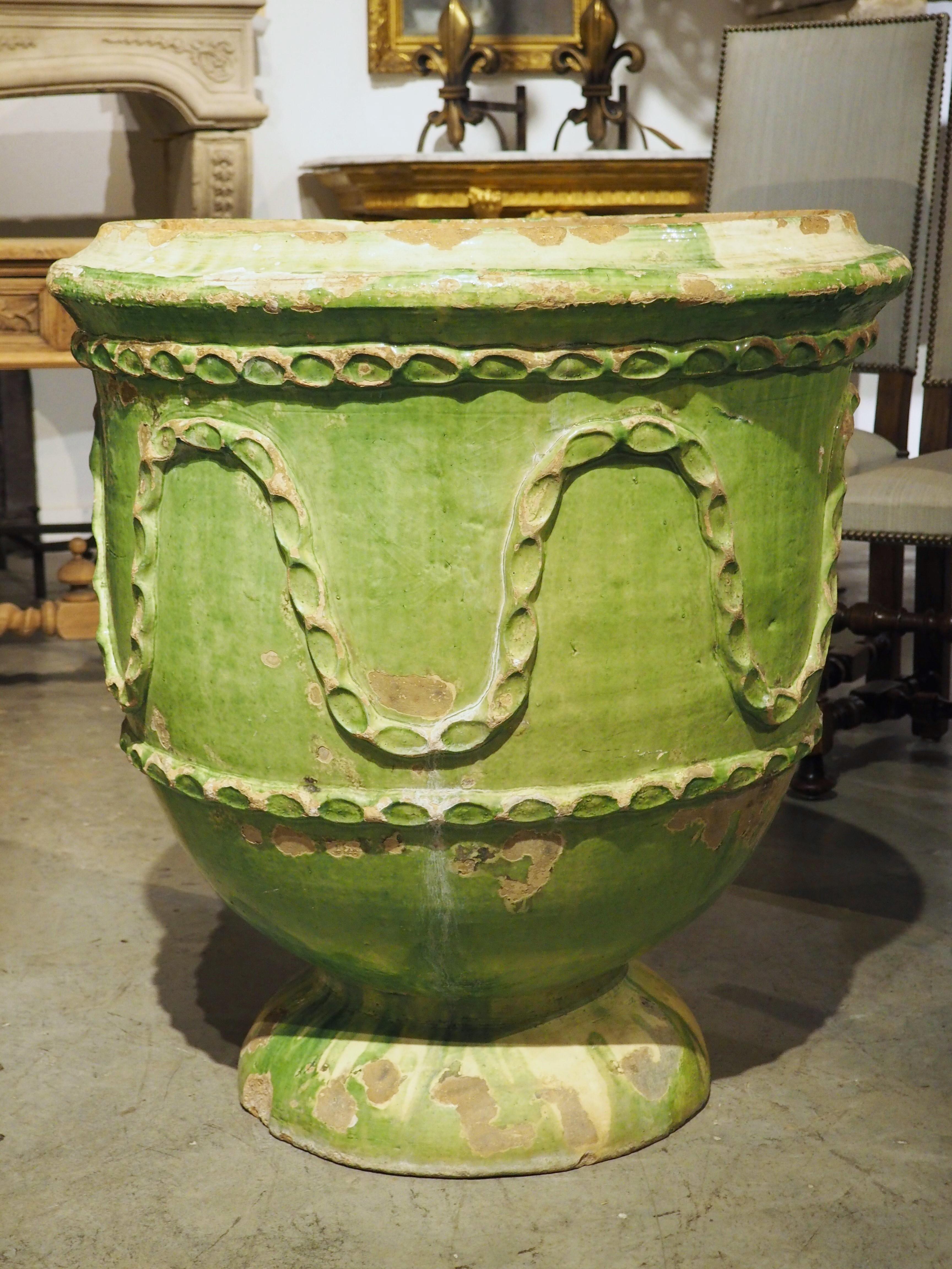Pair of Antique Green Glazed Terra Cotta Pots from Salon-de-Provence, France 3