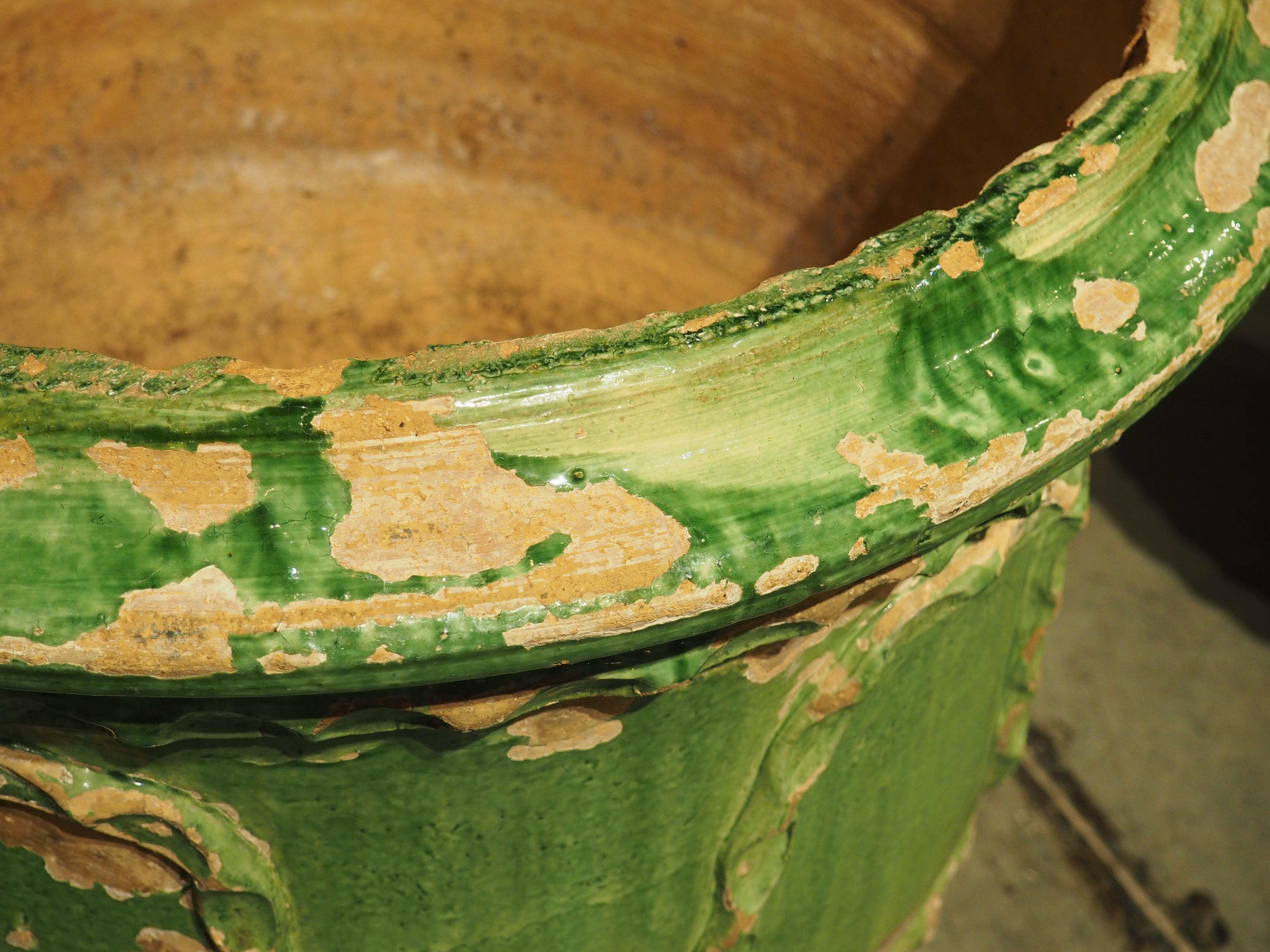 Pair of Antique Green Glazed Terra Cotta Pots from Salon-de-Provence, France 4