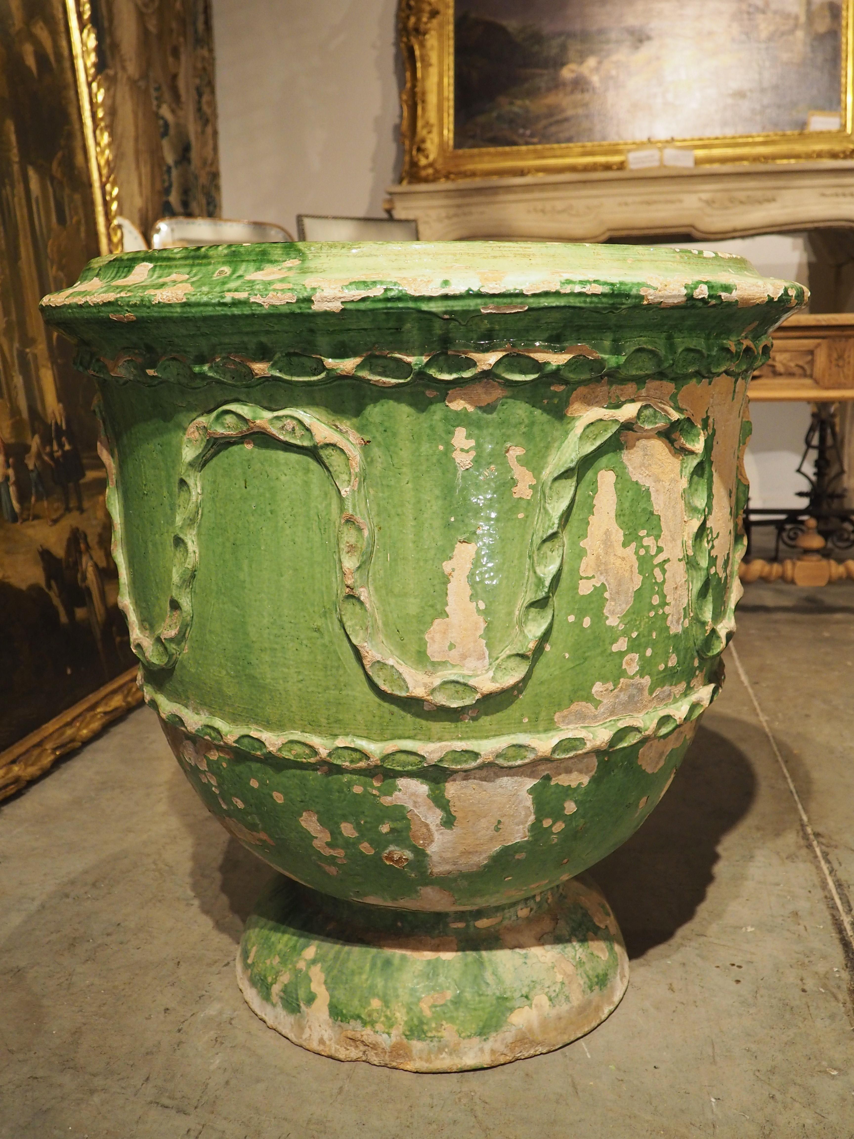 Pair of Antique Green Glazed Terra Cotta Pots from Salon-de-Provence, France 6