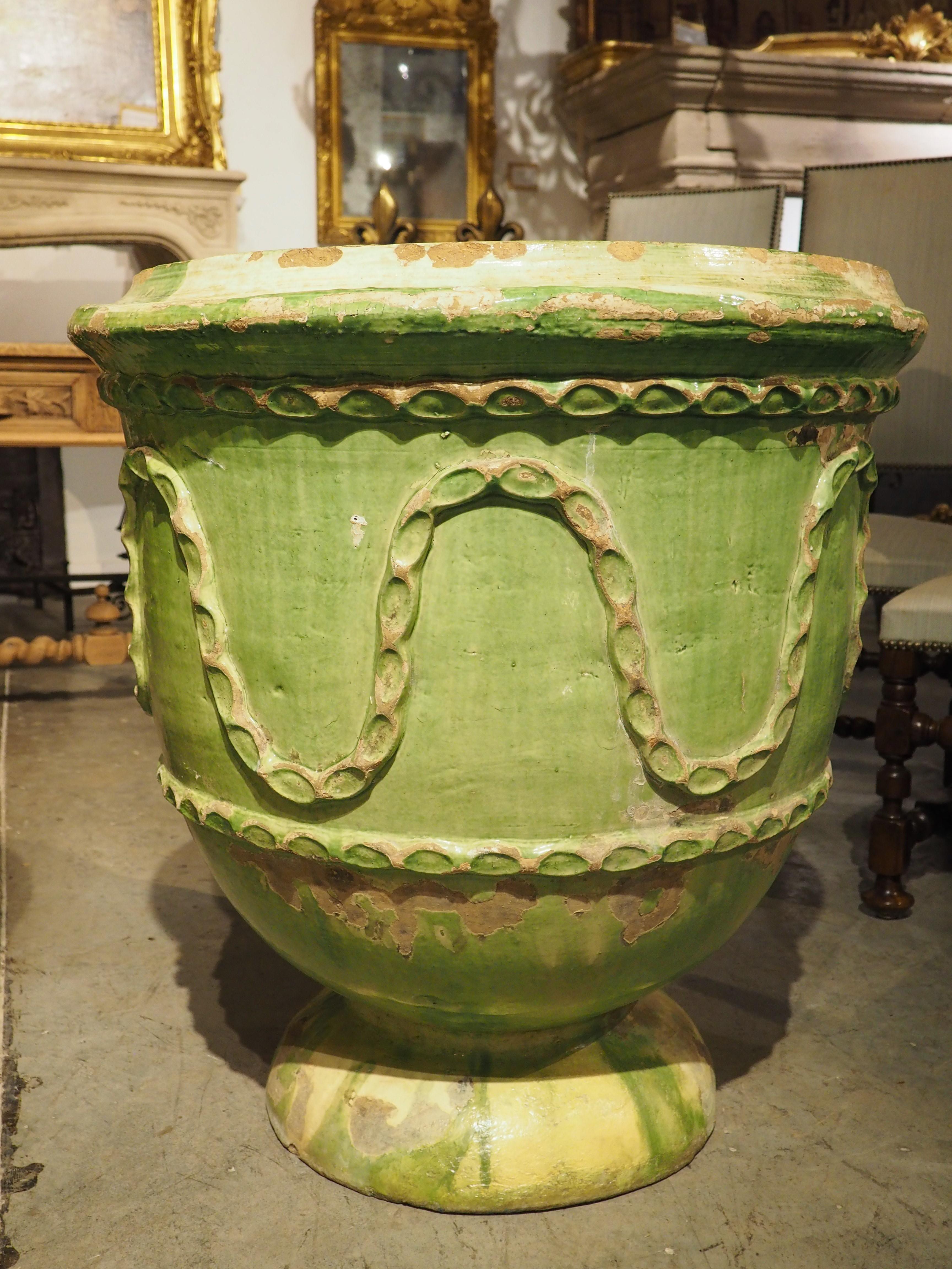 Pair of Antique Green Glazed Terra Cotta Pots from Salon-de-Provence, France 7