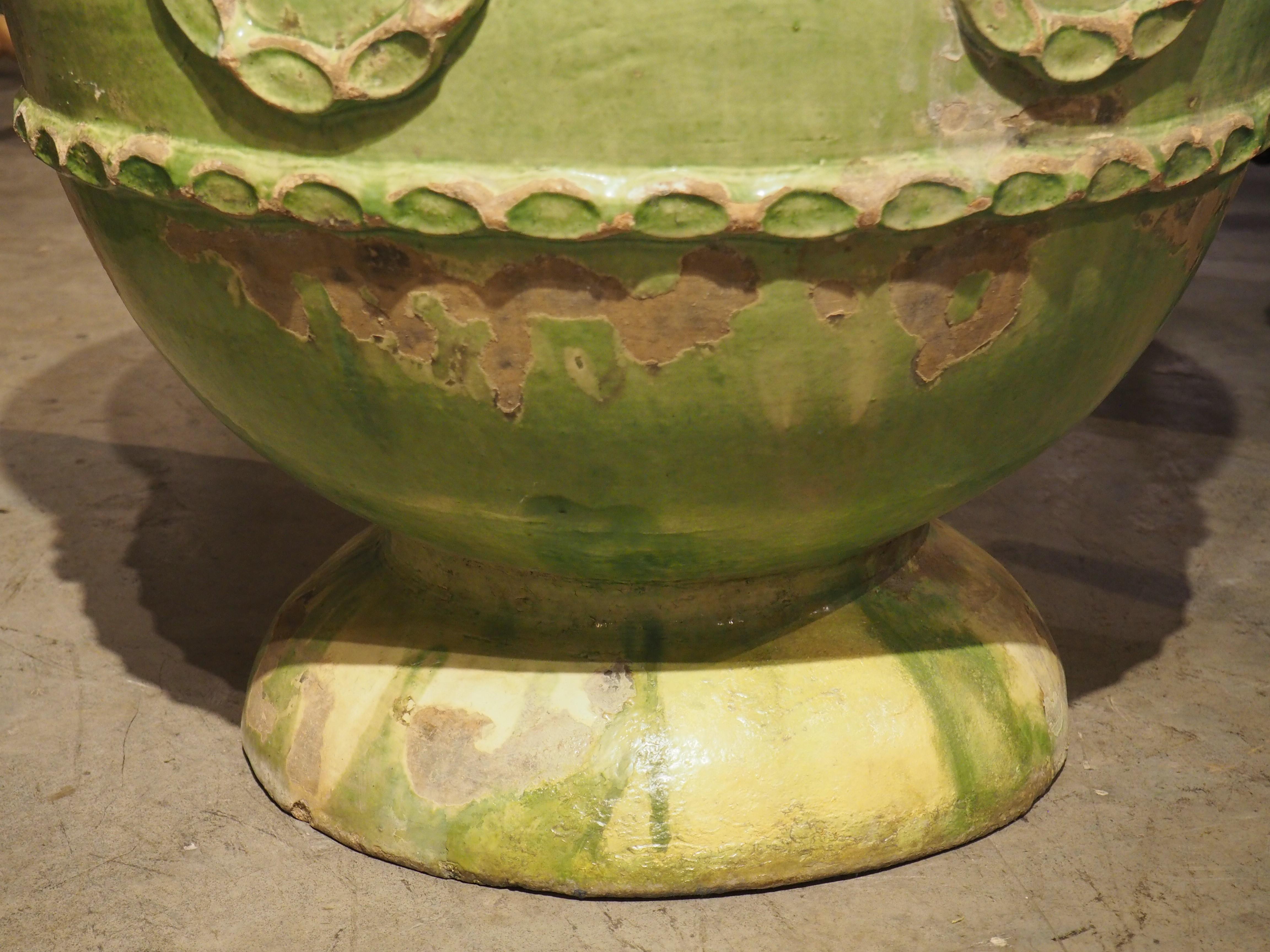 Pair of Antique Green Glazed Terra Cotta Pots from Salon-de-Provence, France 8