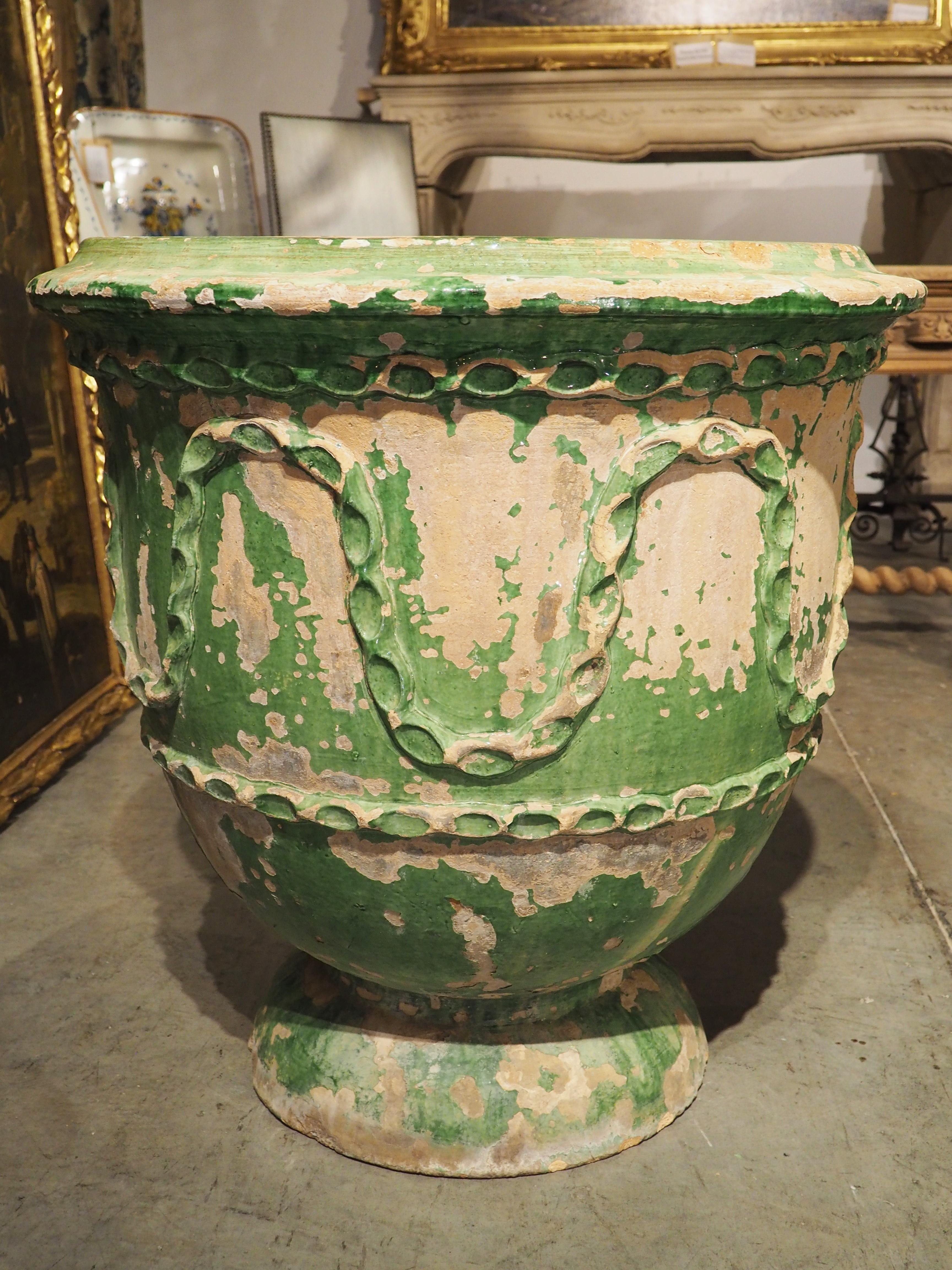 Pair of Antique Green Glazed Terra Cotta Pots from Salon-de-Provence, France 9