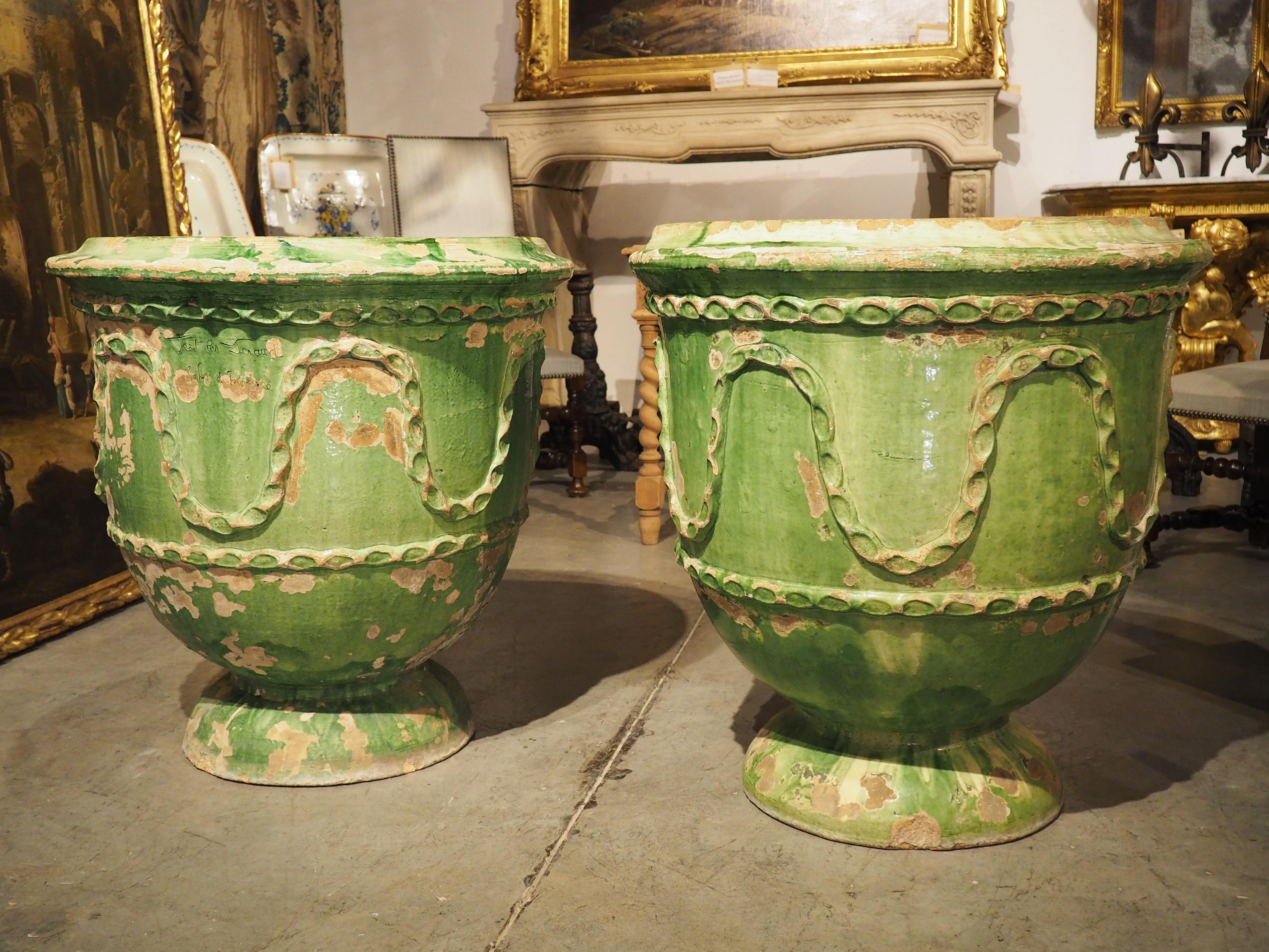 green glazed terracotta pots
