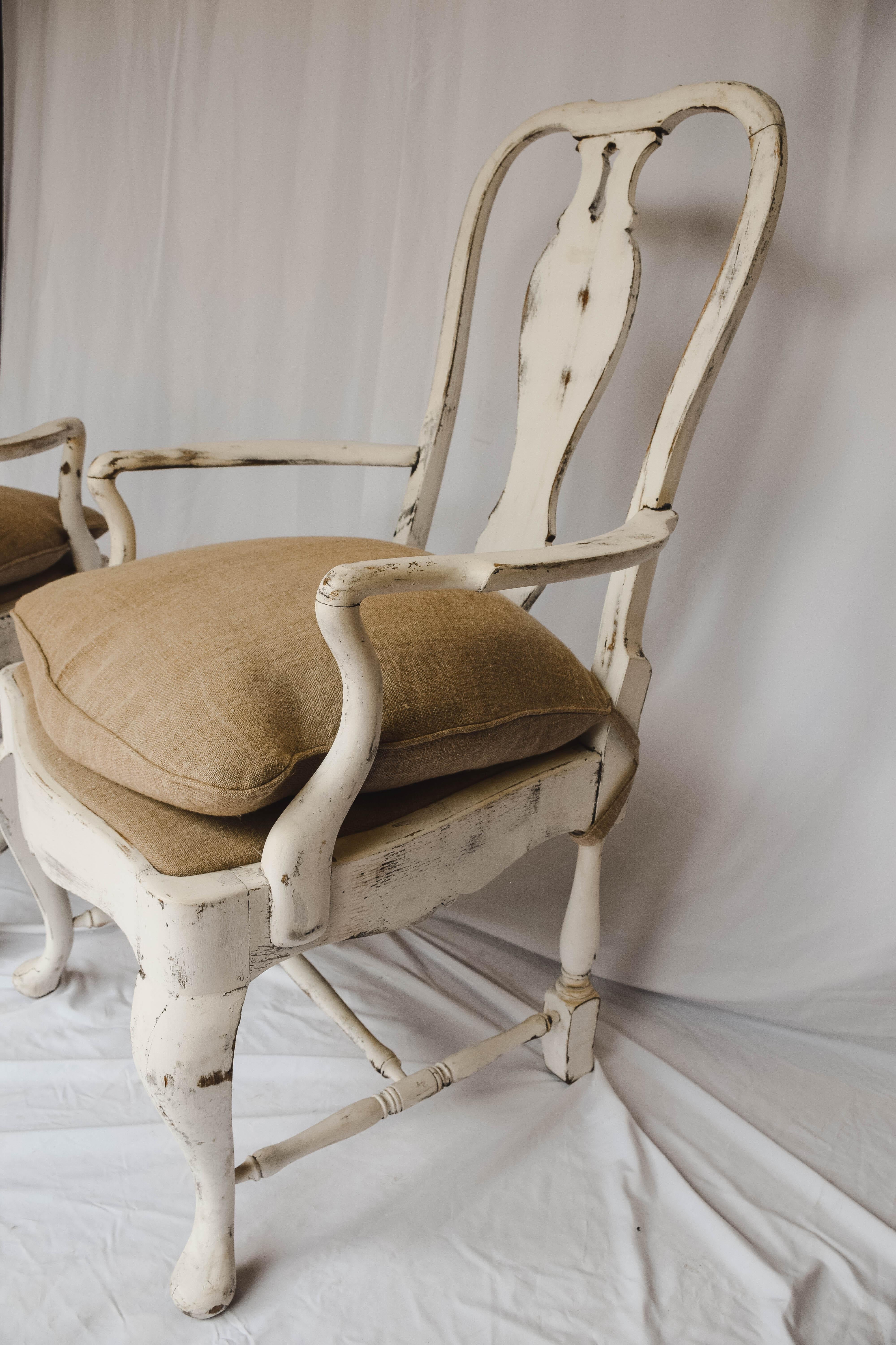 Pair of Antique Gustavian Painted Armchairs 5