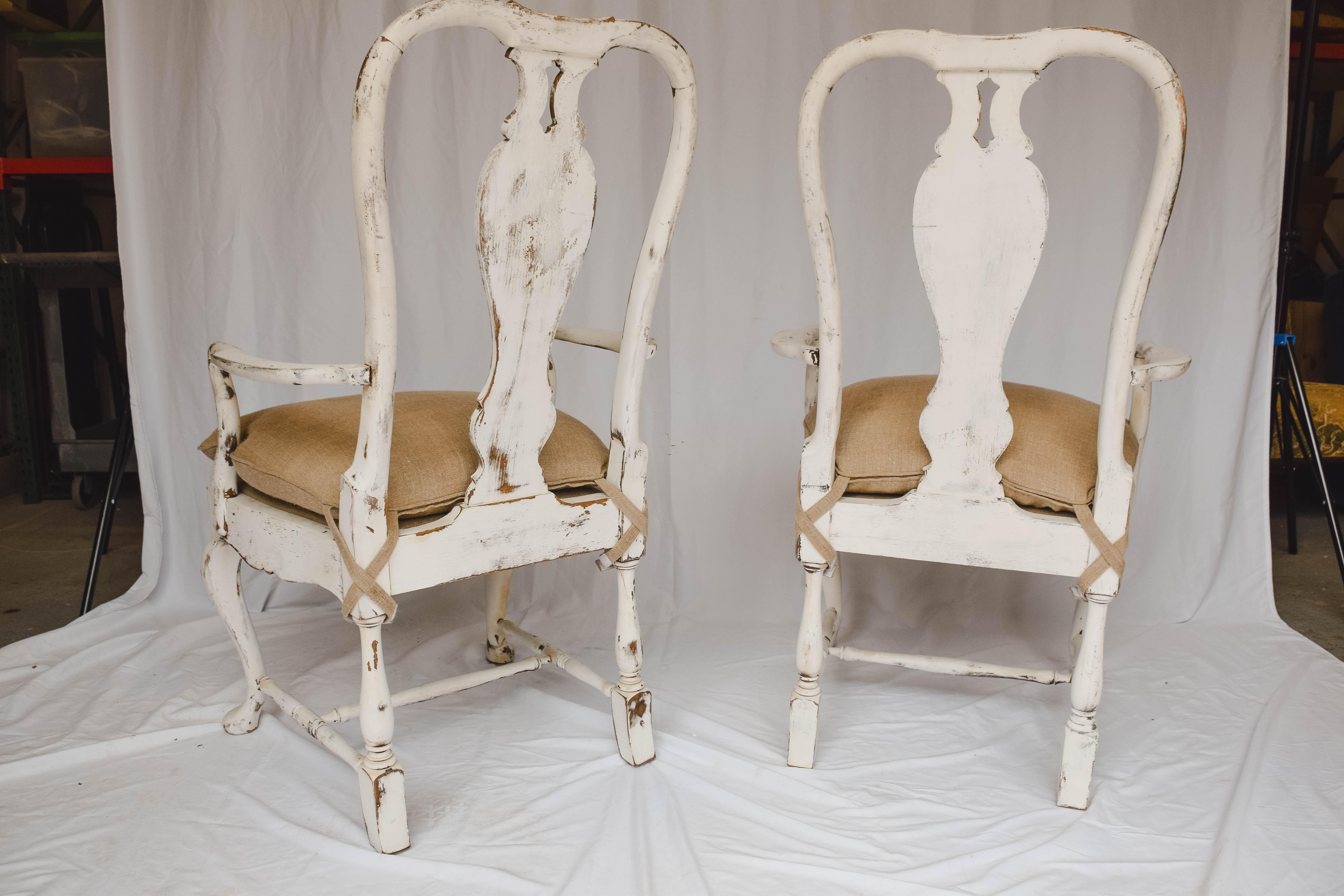 Pair of Antique Gustavian Painted Armchairs 8