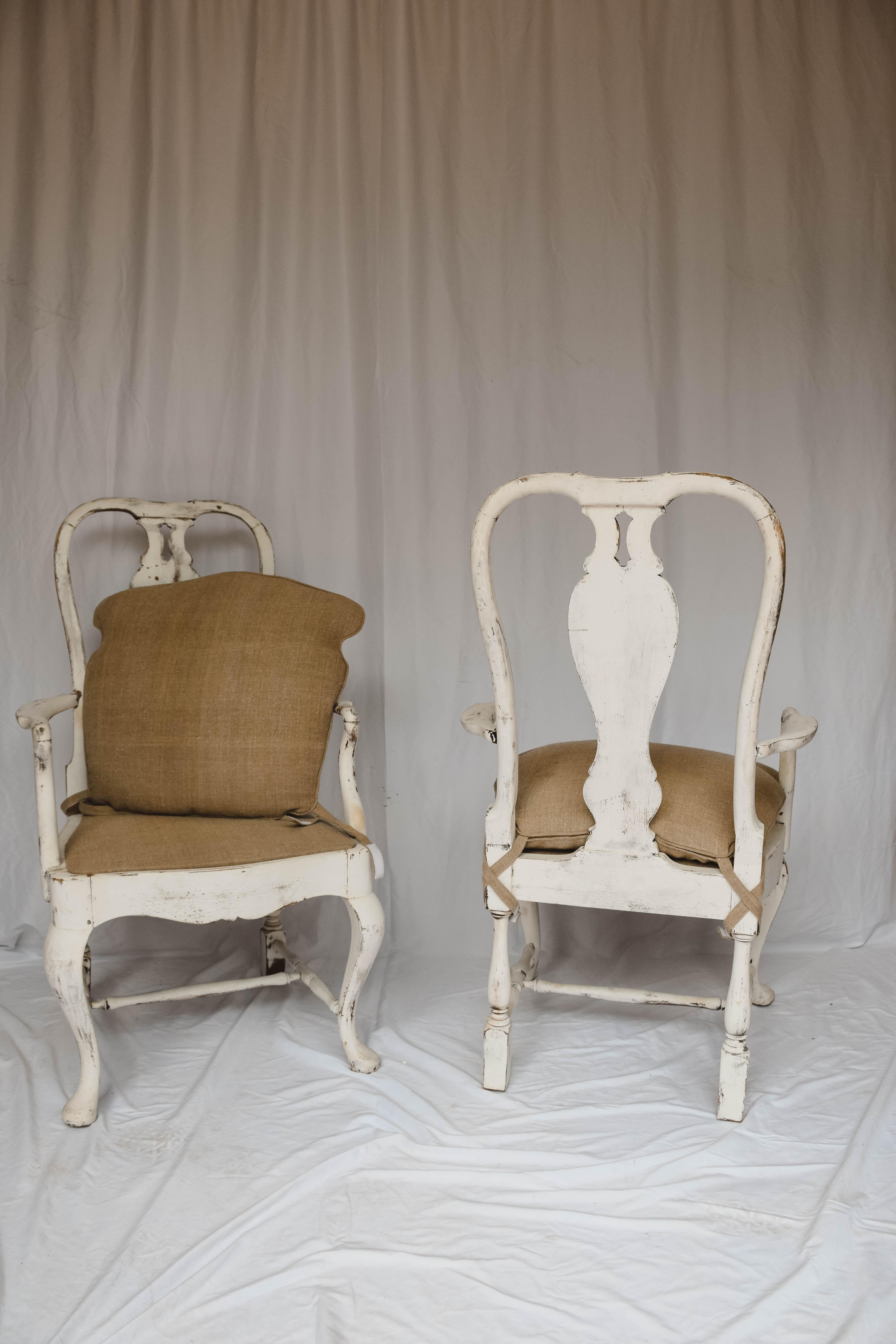 Pair of Antique Gustavian Painted Armchairs 9