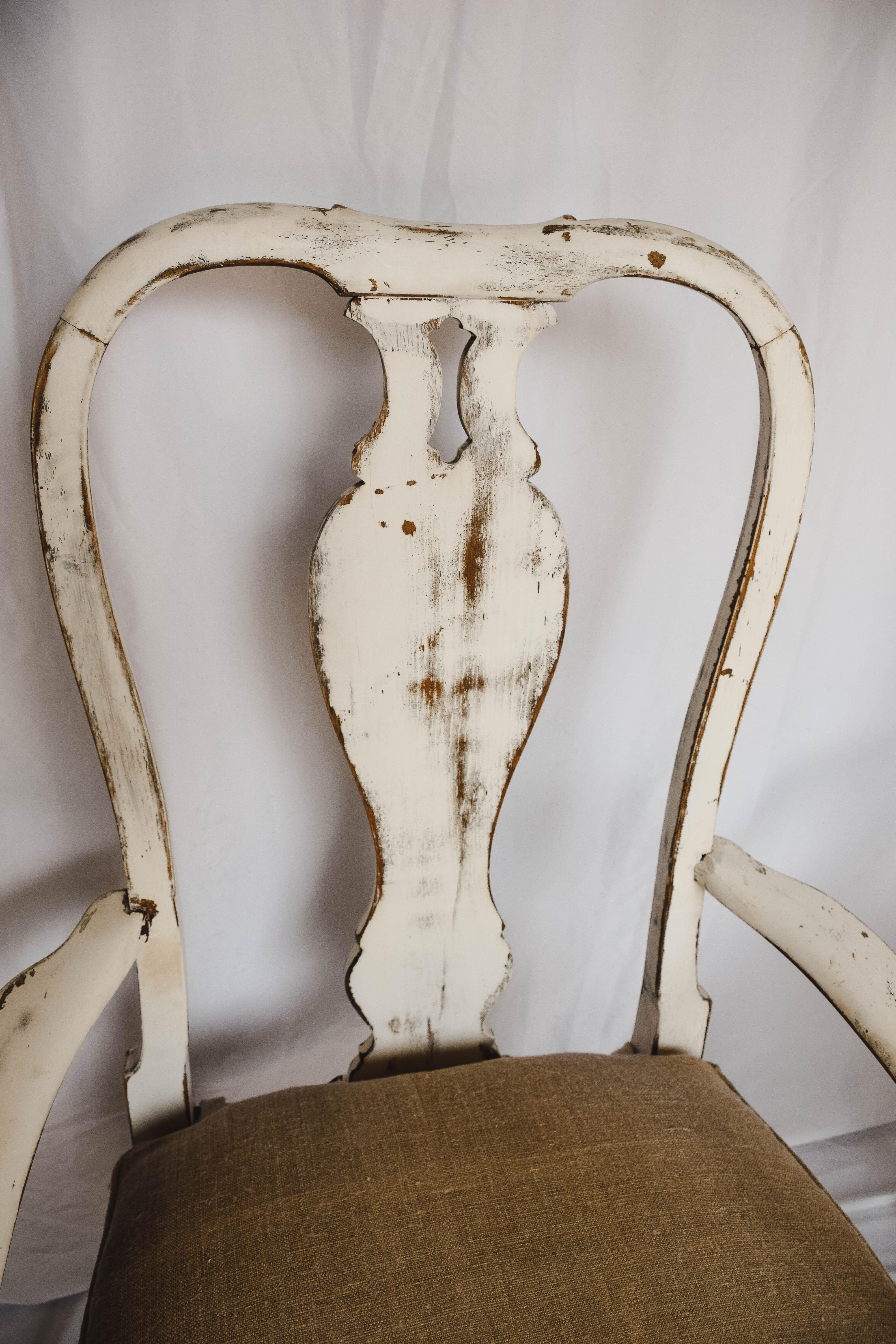 Swedish Pair of Antique Gustavian Painted Armchairs
