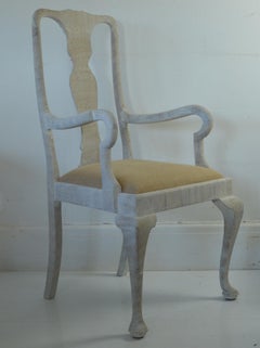 Pair of Antique Limed Oak Urn Back Carvers or Armchairs, English, 1920s