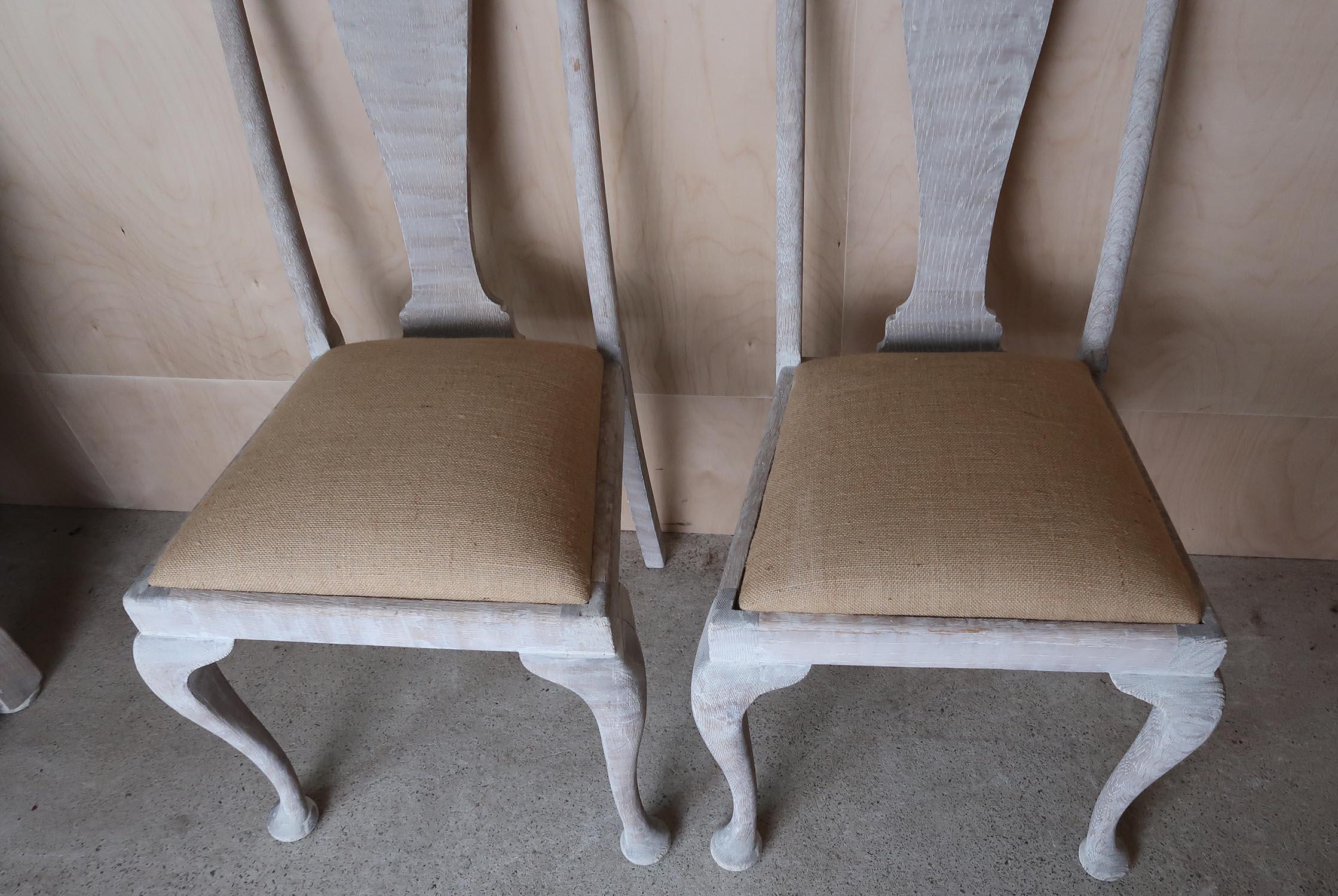 Limed Pair of Antique Gustavian Style Urn Back Chairs, English, C.1920