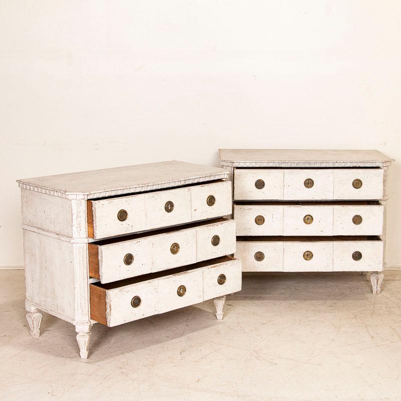 Swedish Pair of Antique Gustavian White Painted Chest of Drawers from Sweden