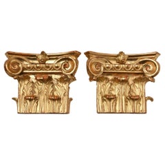 Antique Gilded Half Capitals, Louis XVI Style, Mid-18th Century