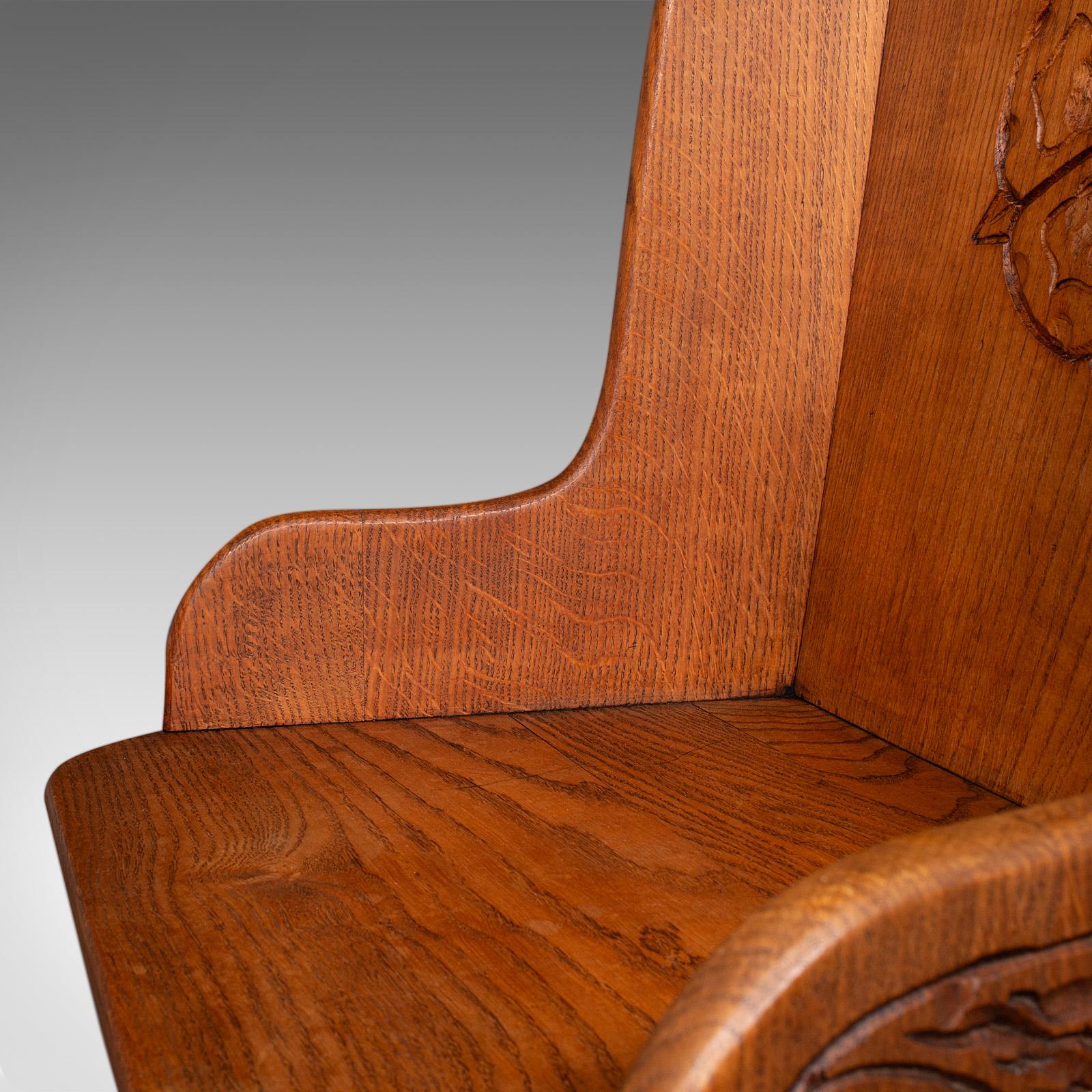 Pair of Antique Hall Chairs, English, Oak, Country House Seat, Side, Edwardian im Angebot 4