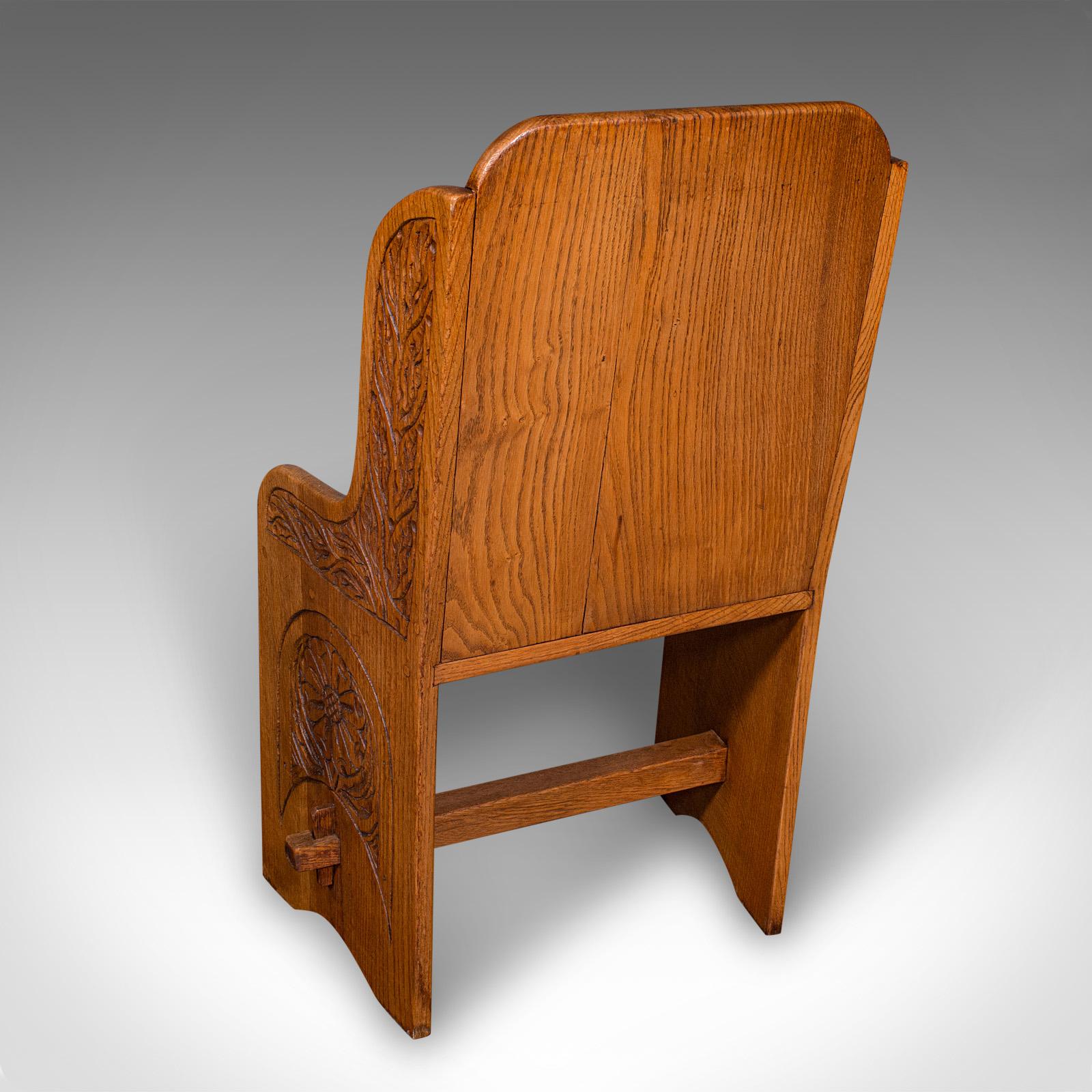 Pair of Antique Hall Chairs, English, Oak, Country House Seat, Side, Edwardian im Zustand „Gut“ im Angebot in Hele, Devon, GB