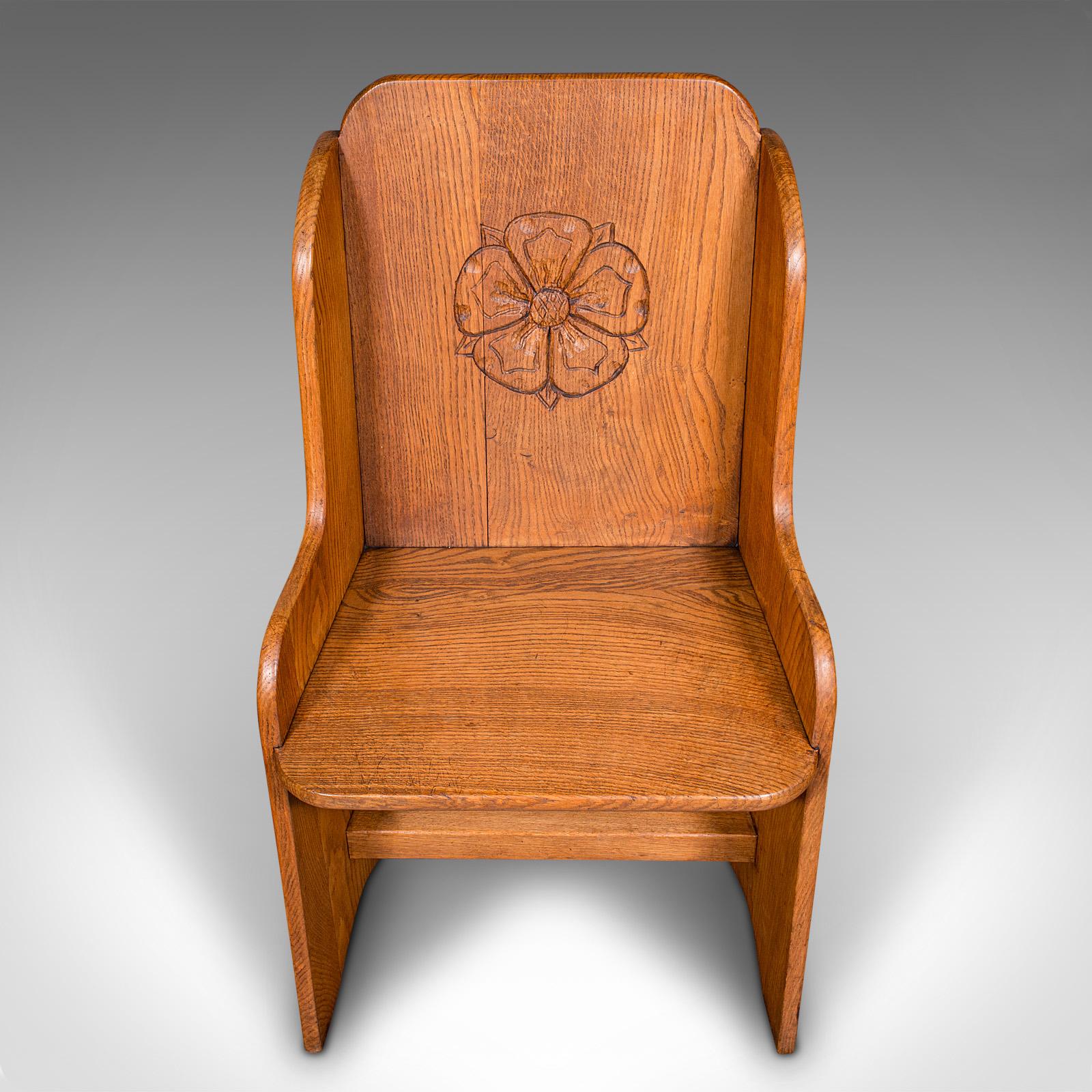 Pair of Antique Hall Chairs, English, Oak, Country House Seat, Side, Edwardian im Angebot 1