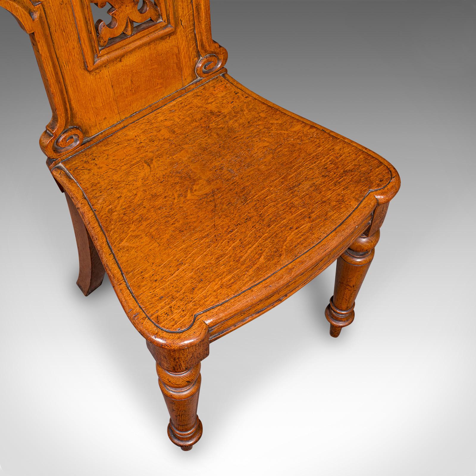 Paire de chaises de salle anciennes, Écosse, Oak, sièges de réception, Regency, Circa 1830 en vente 4