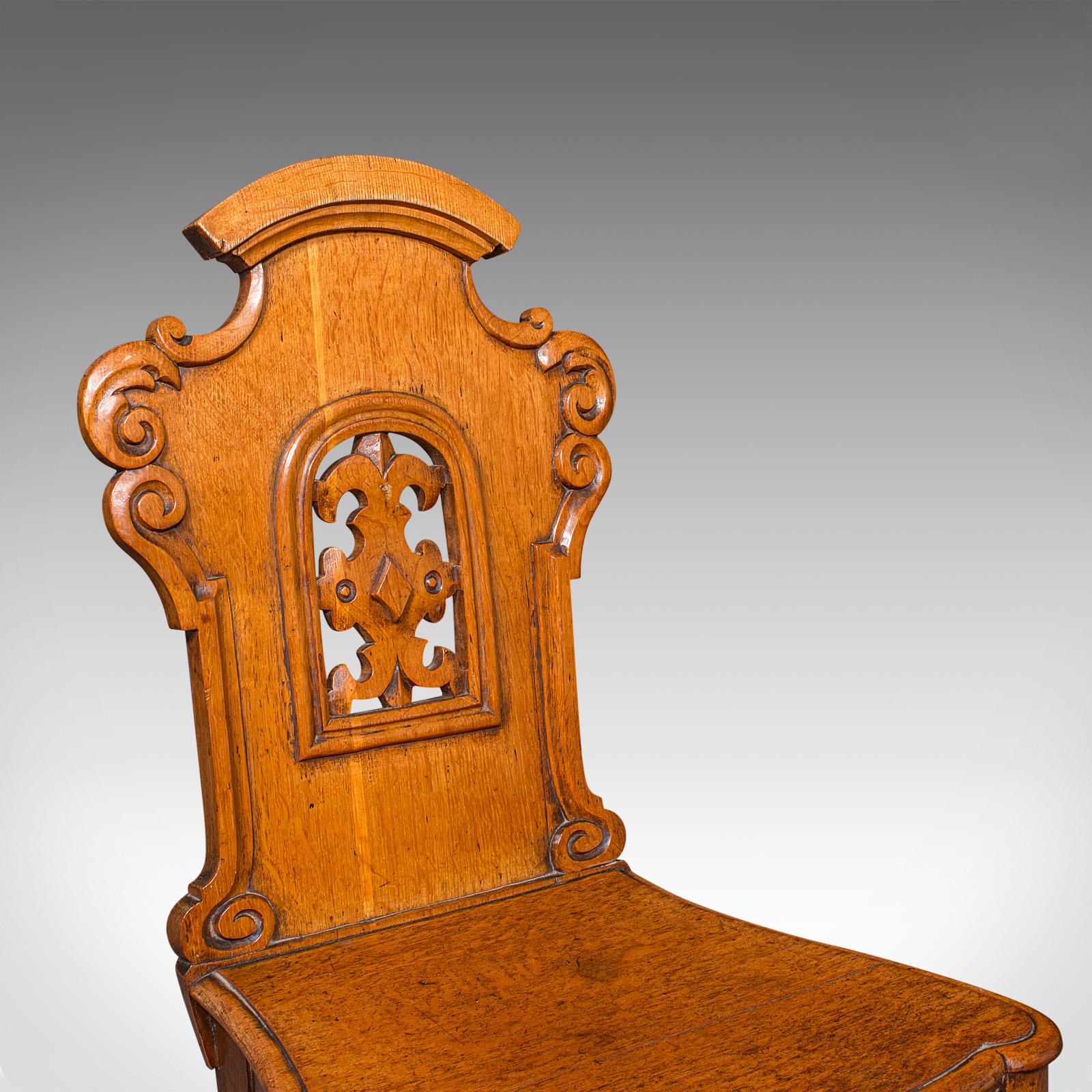 Paire de chaises de salle anciennes, Écosse, Oak, sièges de réception, Regency, Circa 1830 en vente 1