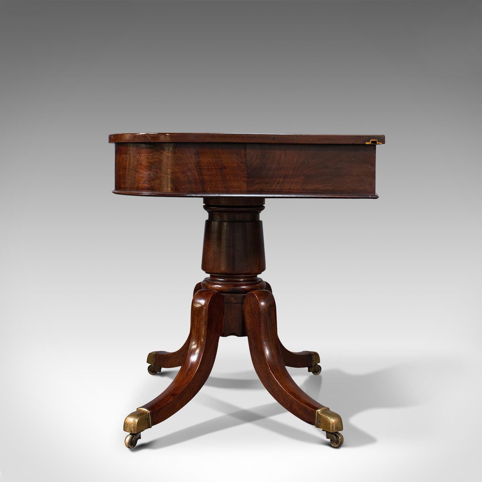 British Pair of Antique Hall Tables, English, Mahogany, Side, Lamp, Regency, circa 1830