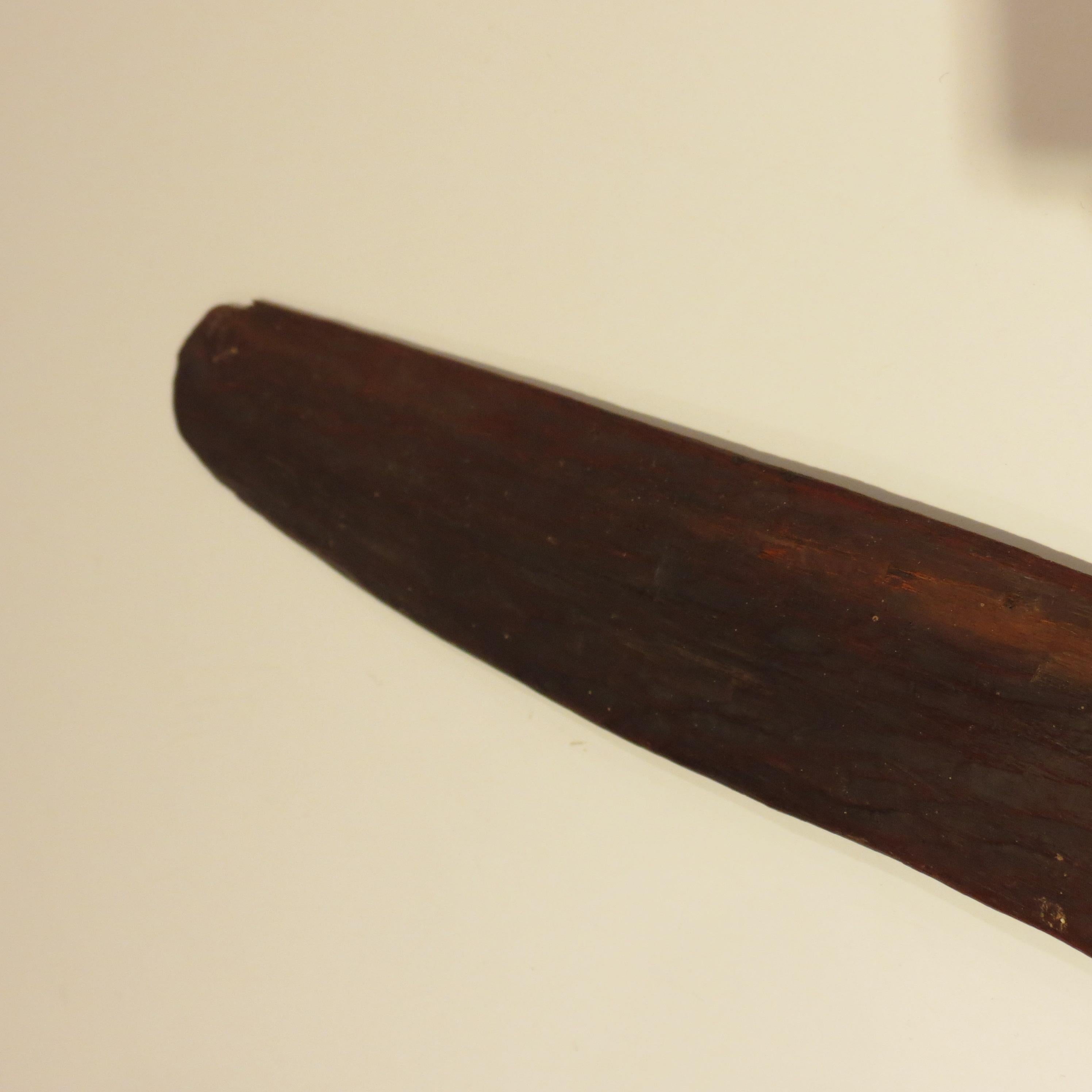 19th Century Pair of Antique Hand Carved Aboriginal Wooden Boomerangs