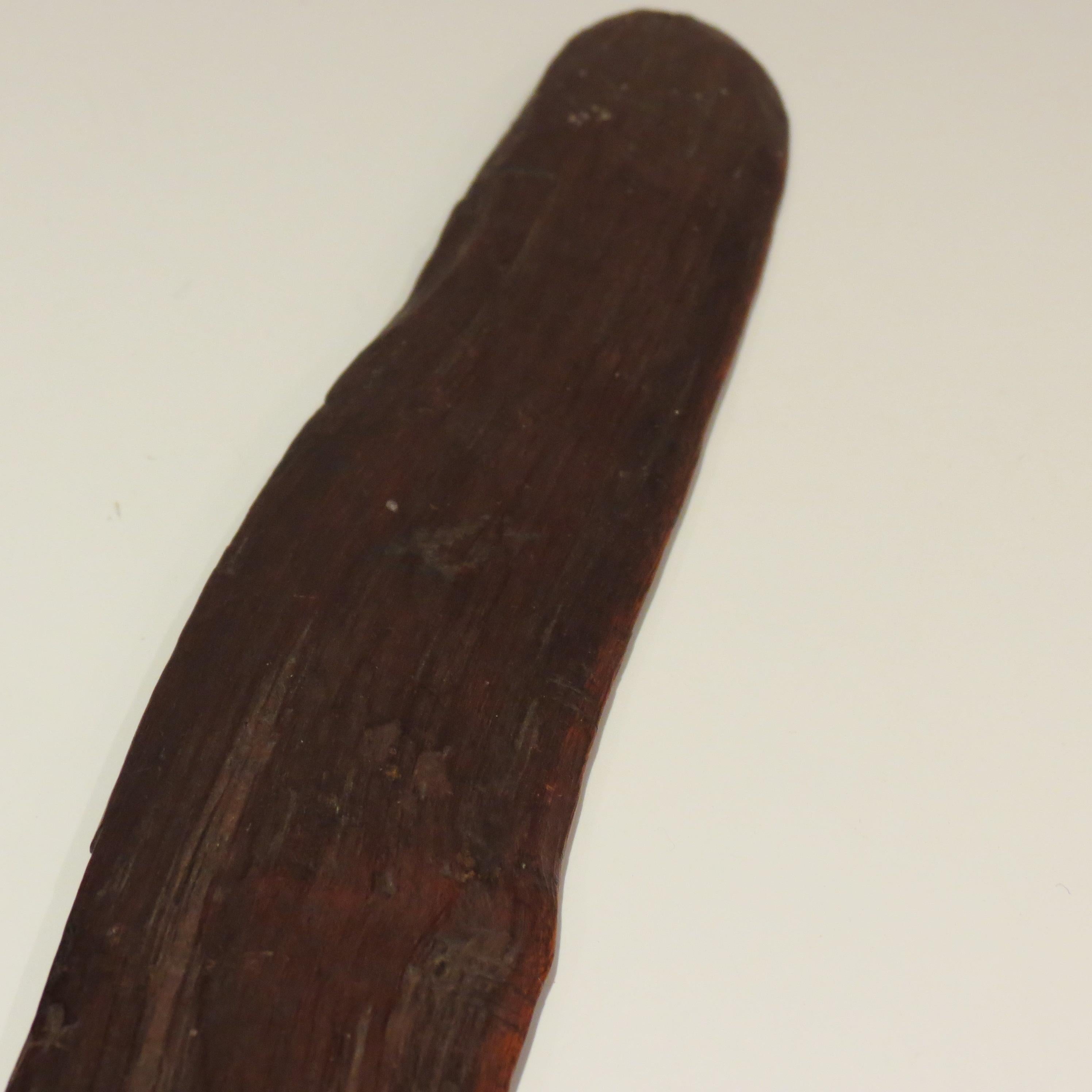 Australian Pair of Antique Hand Carved Aboriginal Wooden Boomerangs