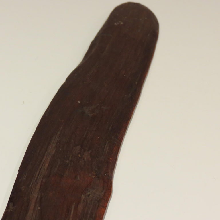 Pair of Antique Hand Carved Aboriginal Wooden Boomerangs For Sale at