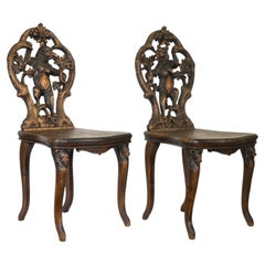 Pair of Antique Hand-Carved Black Forest Bear Chairs