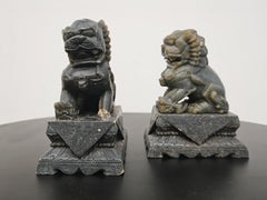 Pair of Antique hand-carved Jade Foo Dogs, China 19th Century