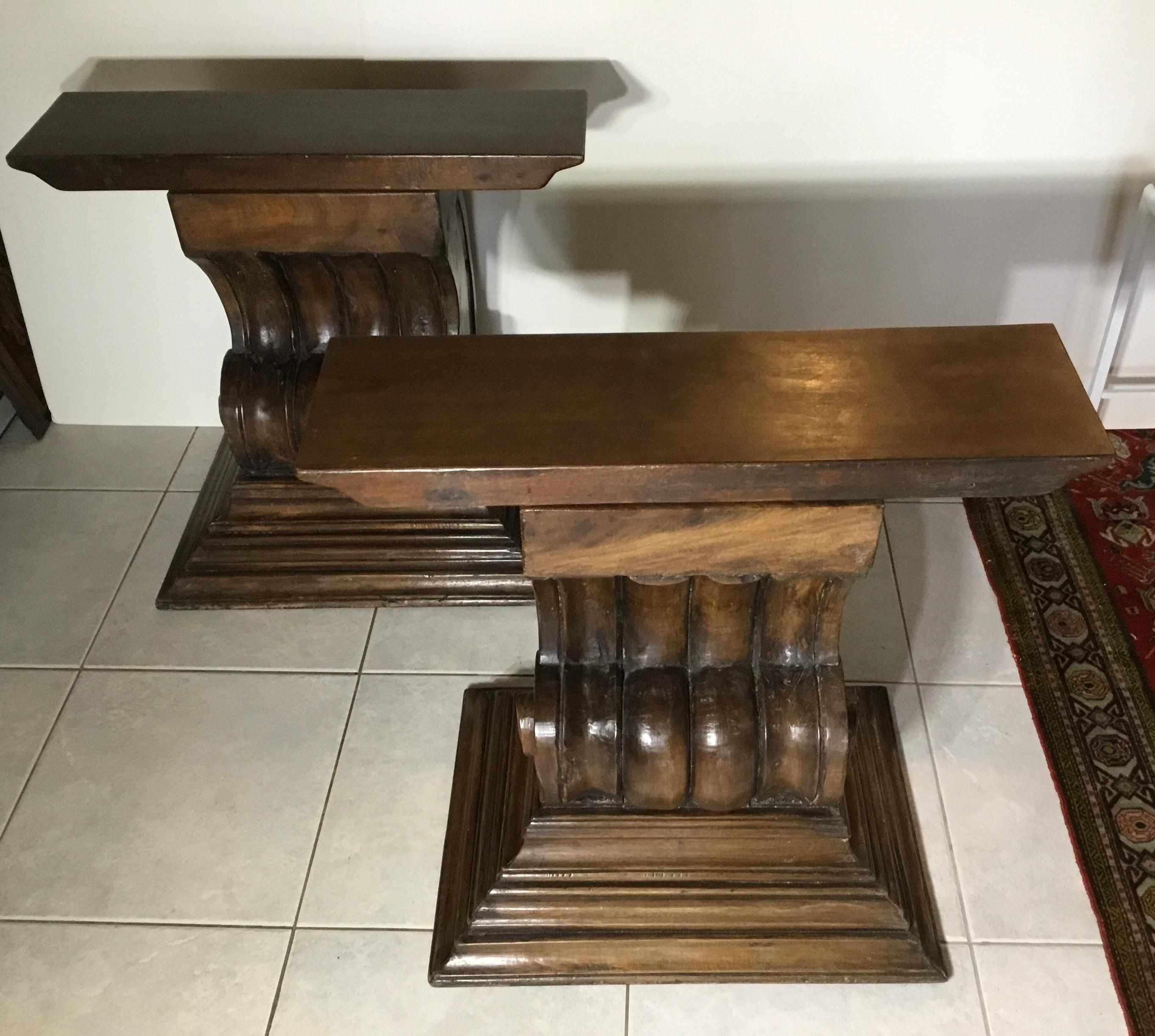 Pair of Antique Hand Carved Wood Console Or Table Base. 10