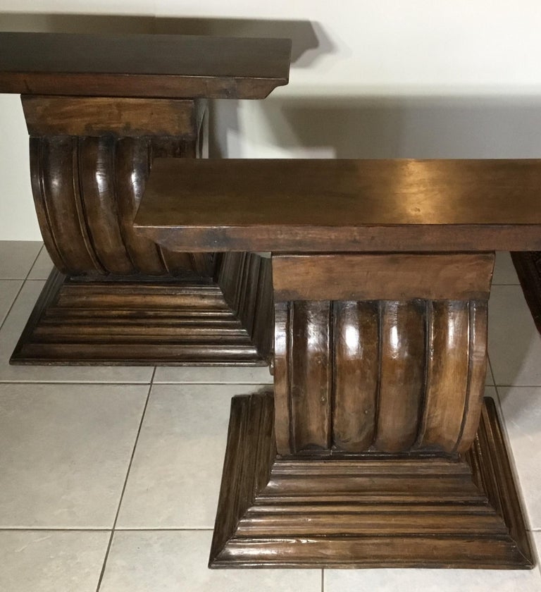 Pair of Antique Hand Carved Wood Console Or Table Base. at 1stDibs