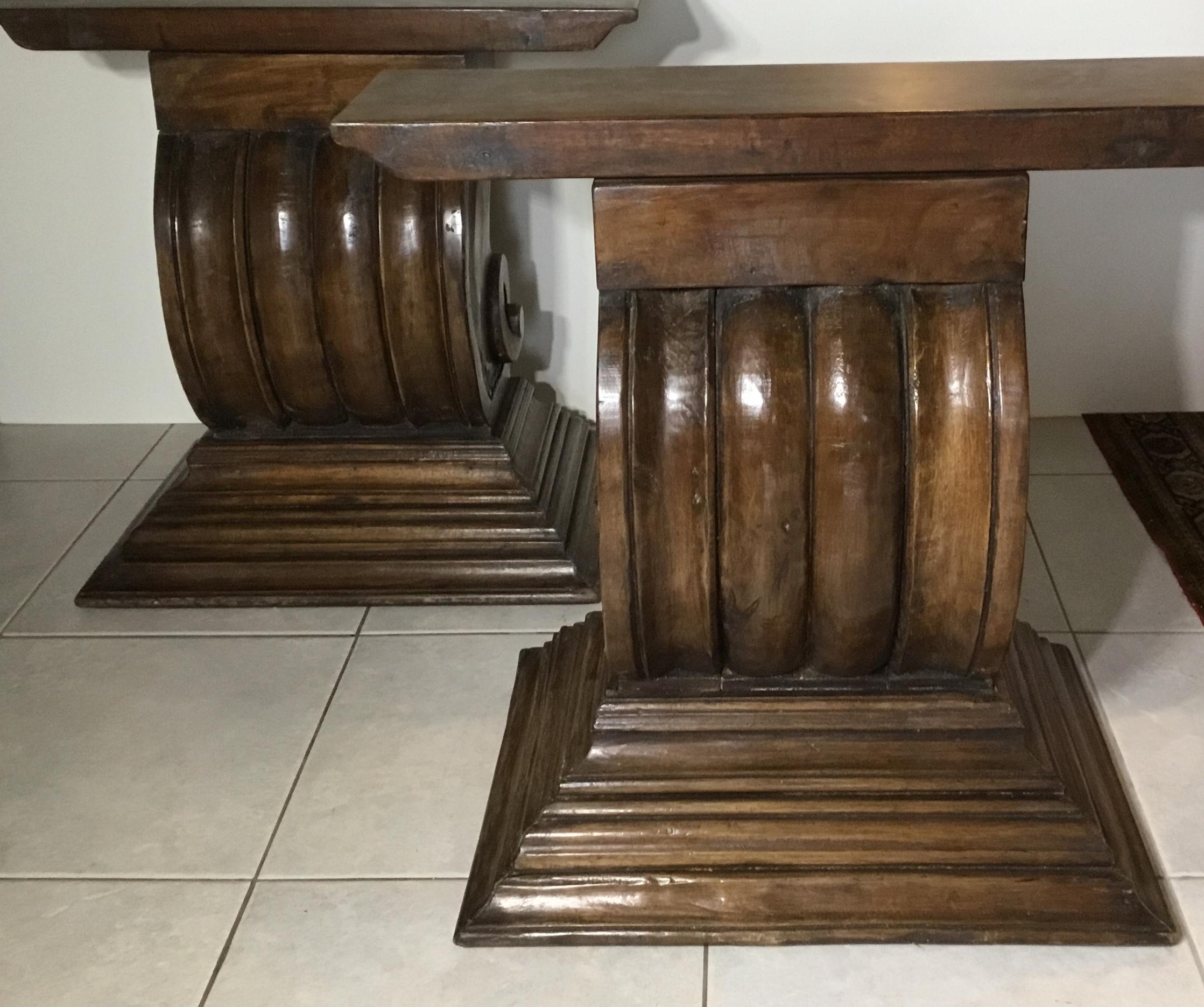 Pair of Antique Hand Carved Wood Console Or Table Base. 14