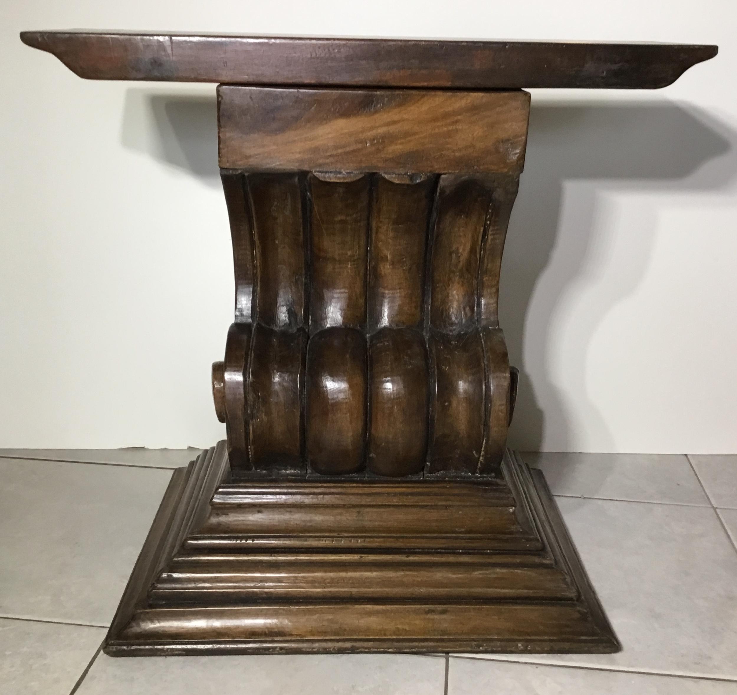 Pair of Antique Hand Carved Wood Console Or Table Base. In Good Condition In Delray Beach, FL