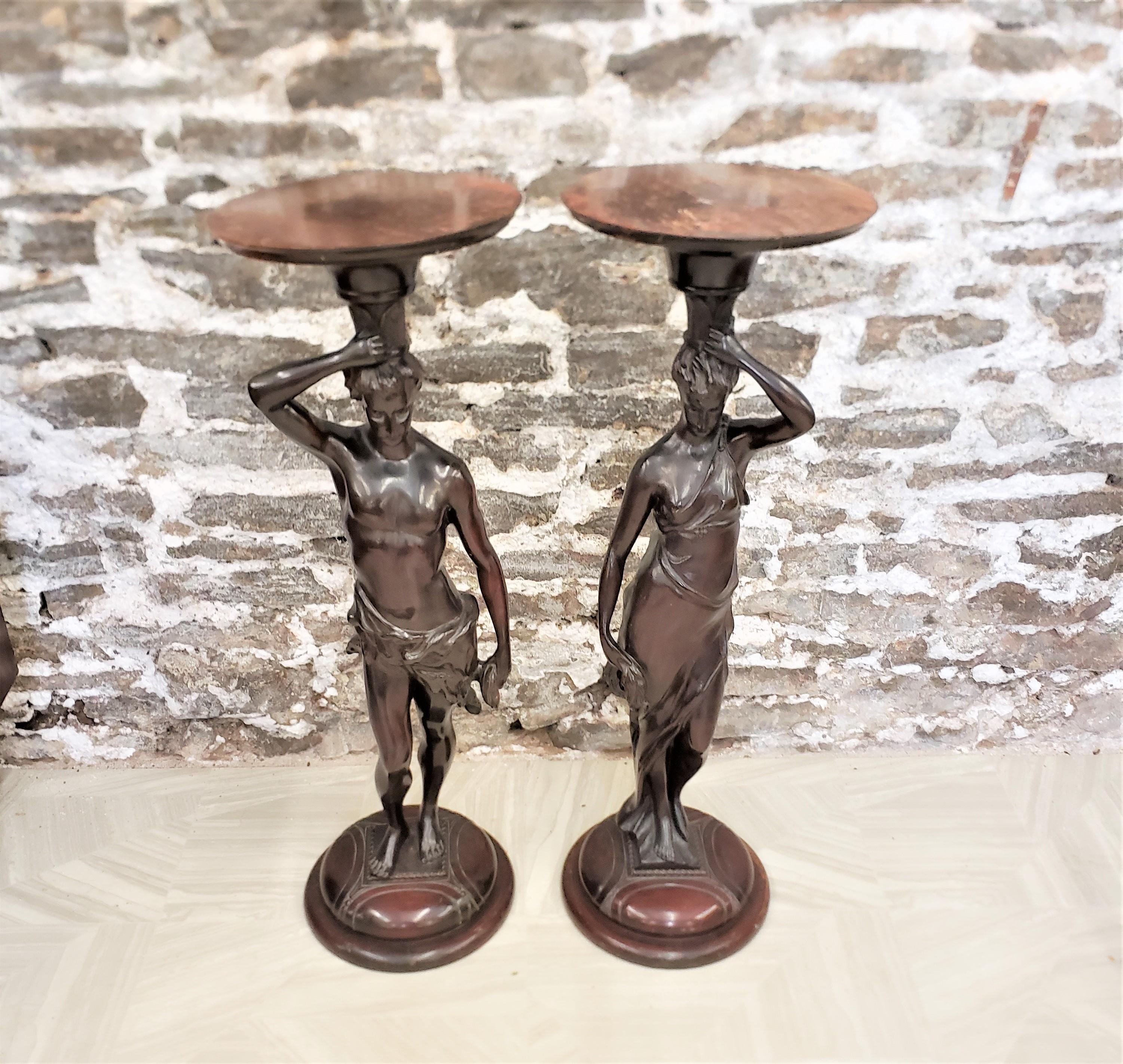 Neoclassical Revival Pair of Antique Hand Carved Wooden Figural Pedestals of Neoclassical Figures For Sale