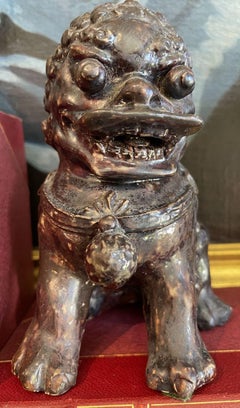 Pair of Antique Hand Molded Chinese Foo Lions