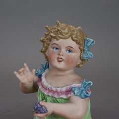 Pair of Antique Hand Painted Bisque Porcelain Piano Babies C1890